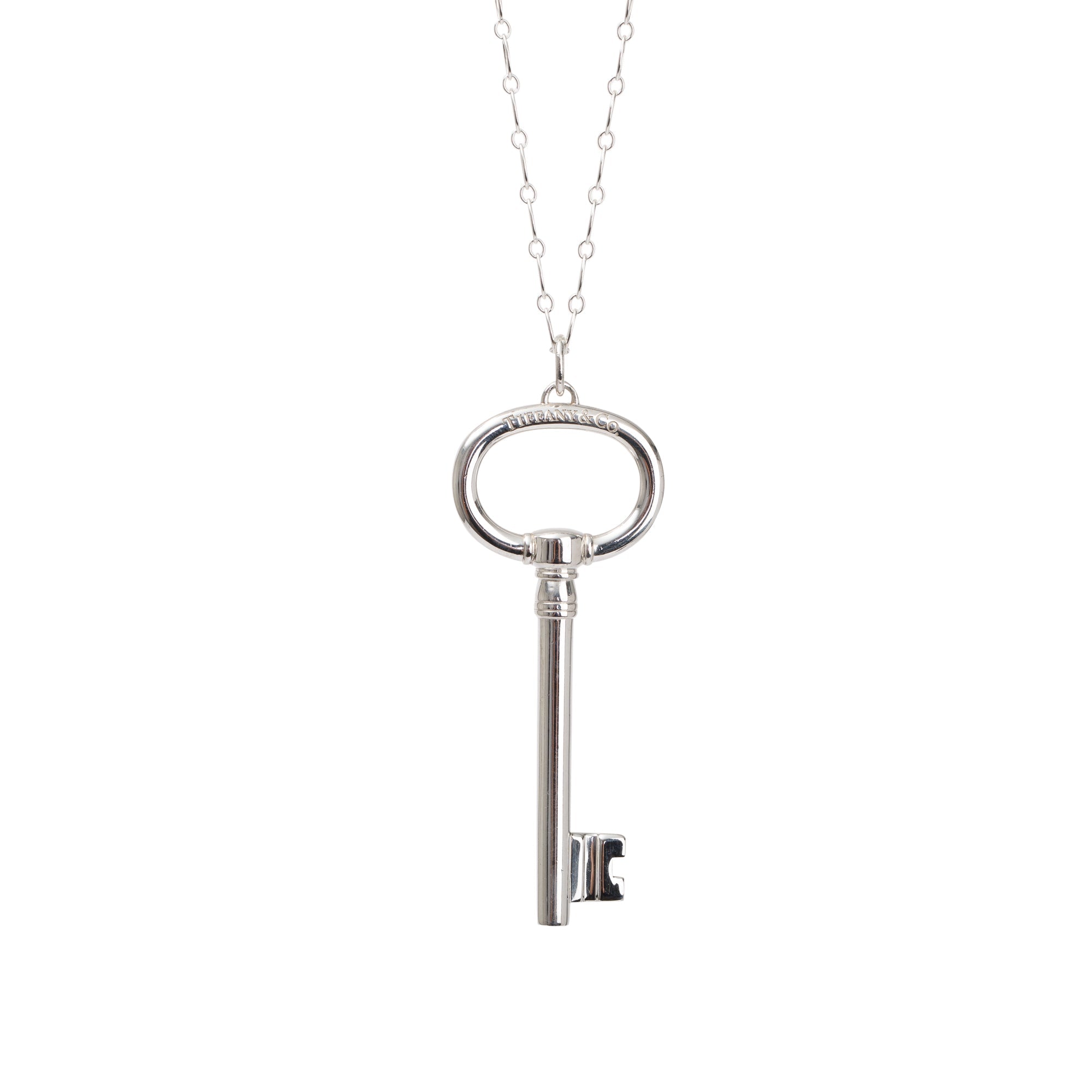 Tiffany & Co. Sterling Silver Large Oval Key Pendant Necklace