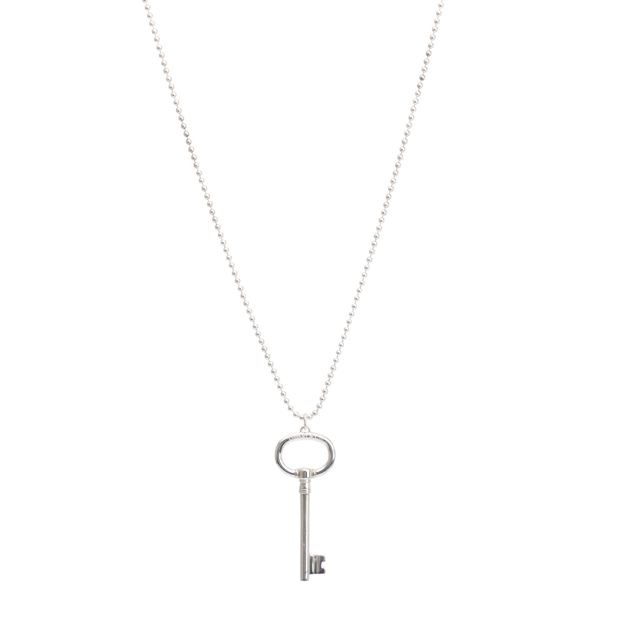 Tiffany & Co. Sterling Silver Large Oval Key Pendant Necklace