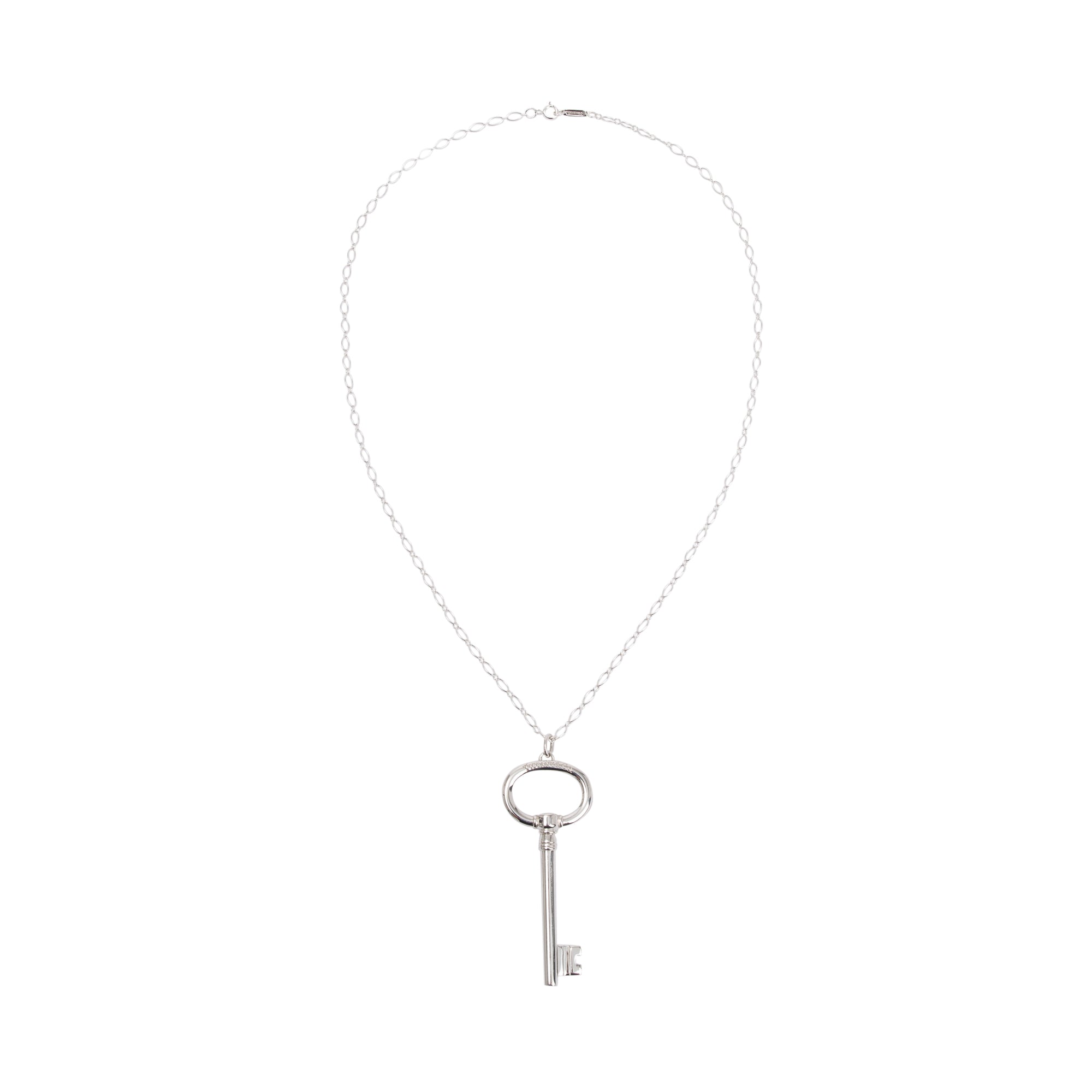 Tiffany & Co. Sterling Silver Large Oval Key Pendant Necklace
