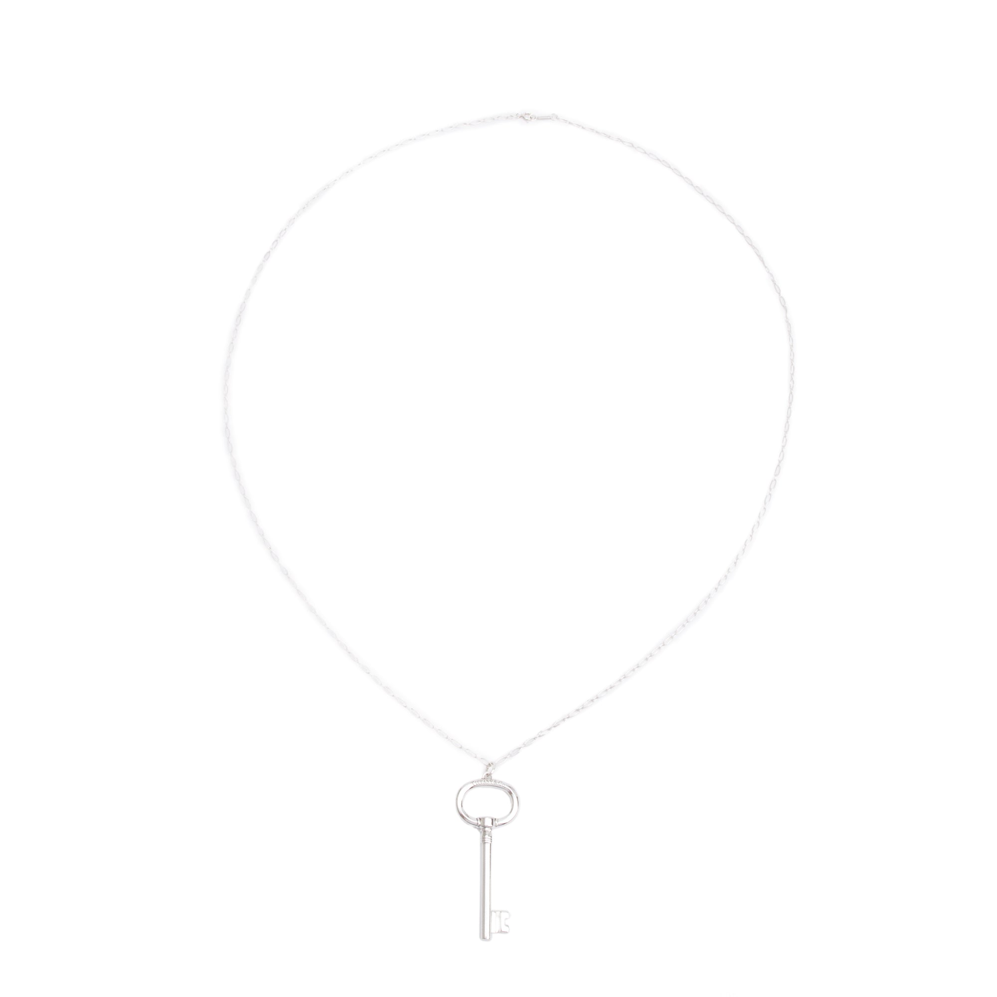 Tiffany & Co. Sterling Silver Large Oval Key Pendant Necklace