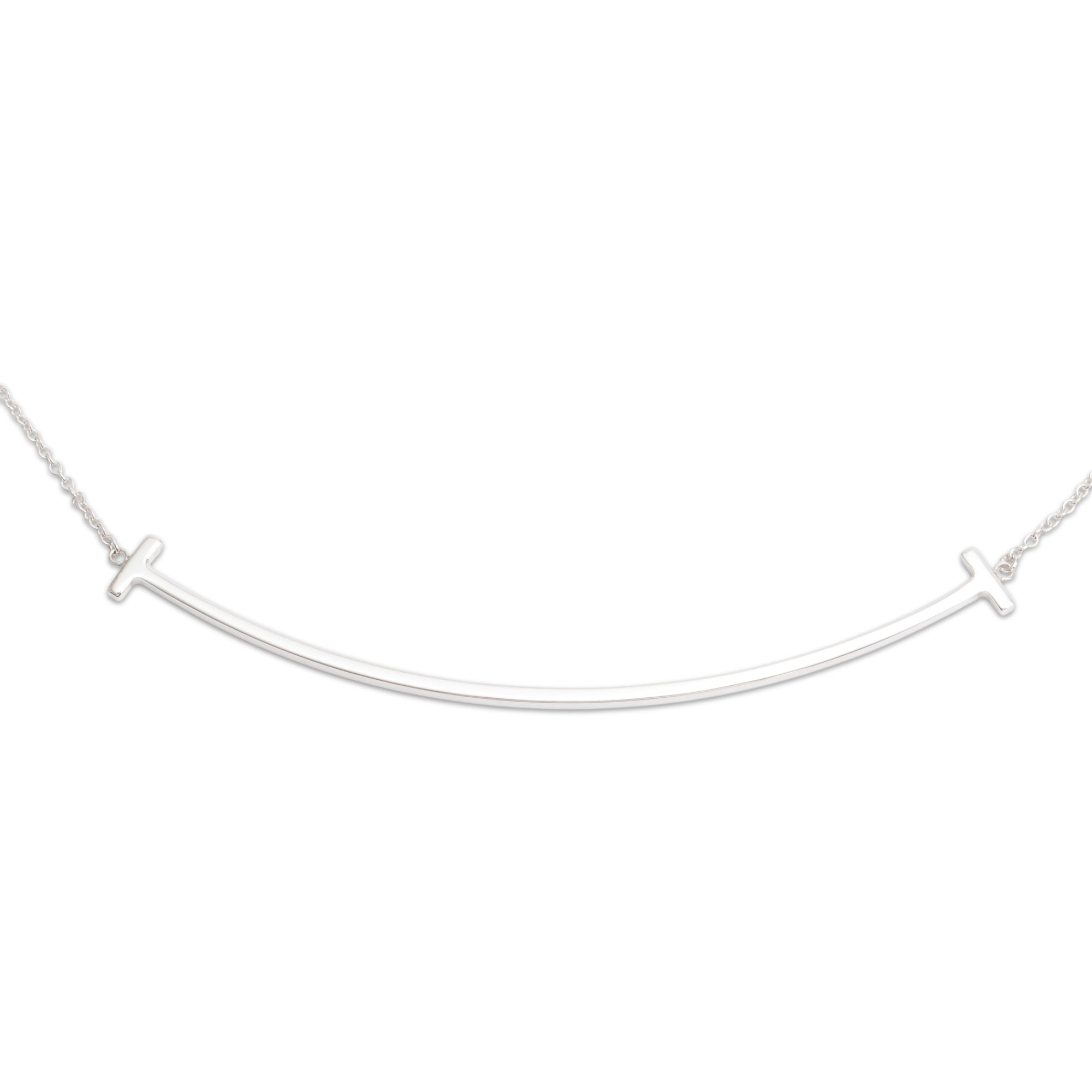 Tiffany & Co. Sterling Silver Large T Smile Pendant Necklace
