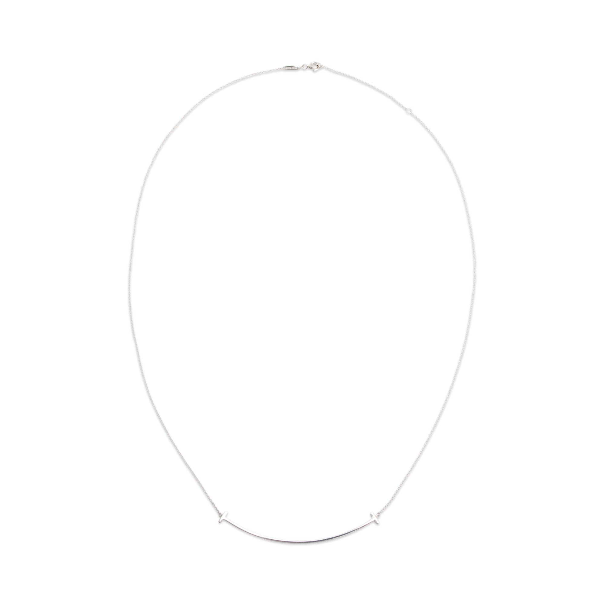 Tiffany & Co. Sterling Silver Large T Smile Pendant Necklace