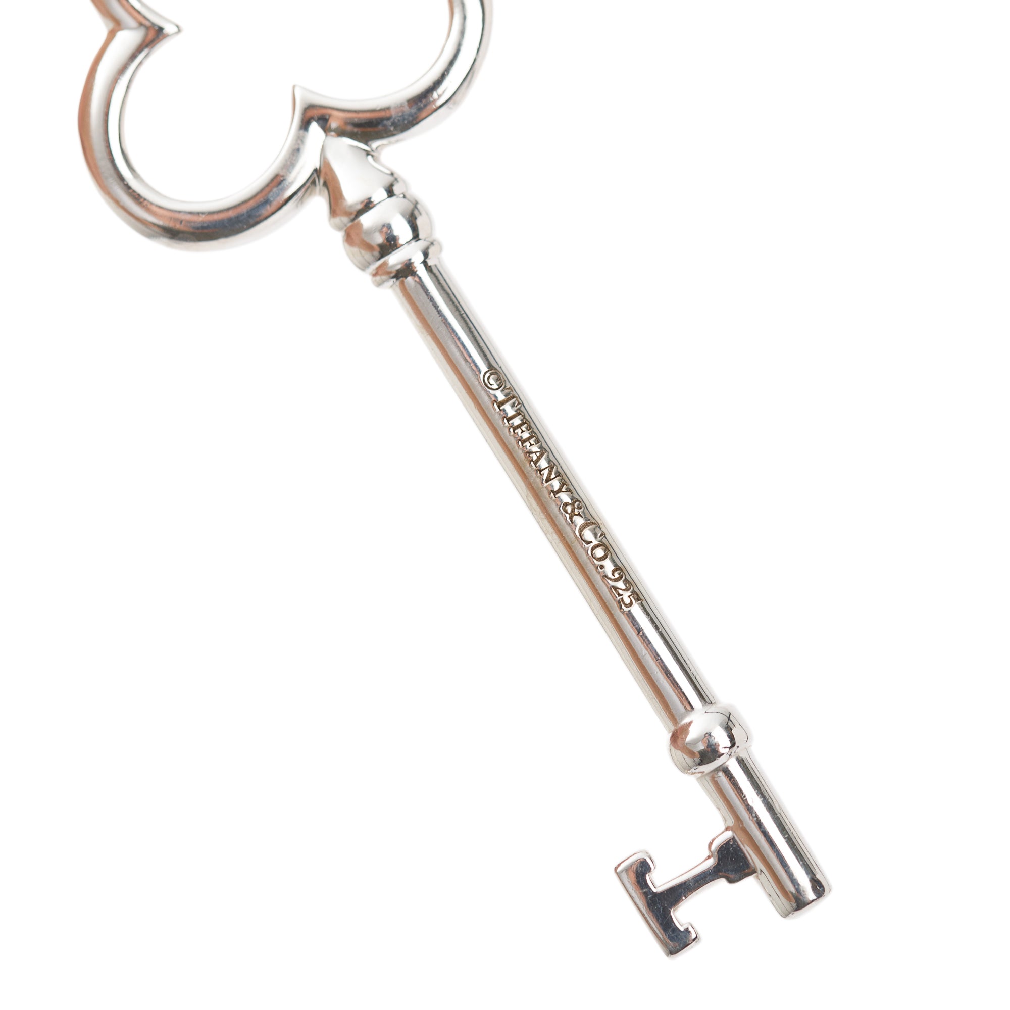 Tiffany & Co. Sterling Silver Large Trefoil Key Pendant Necklace