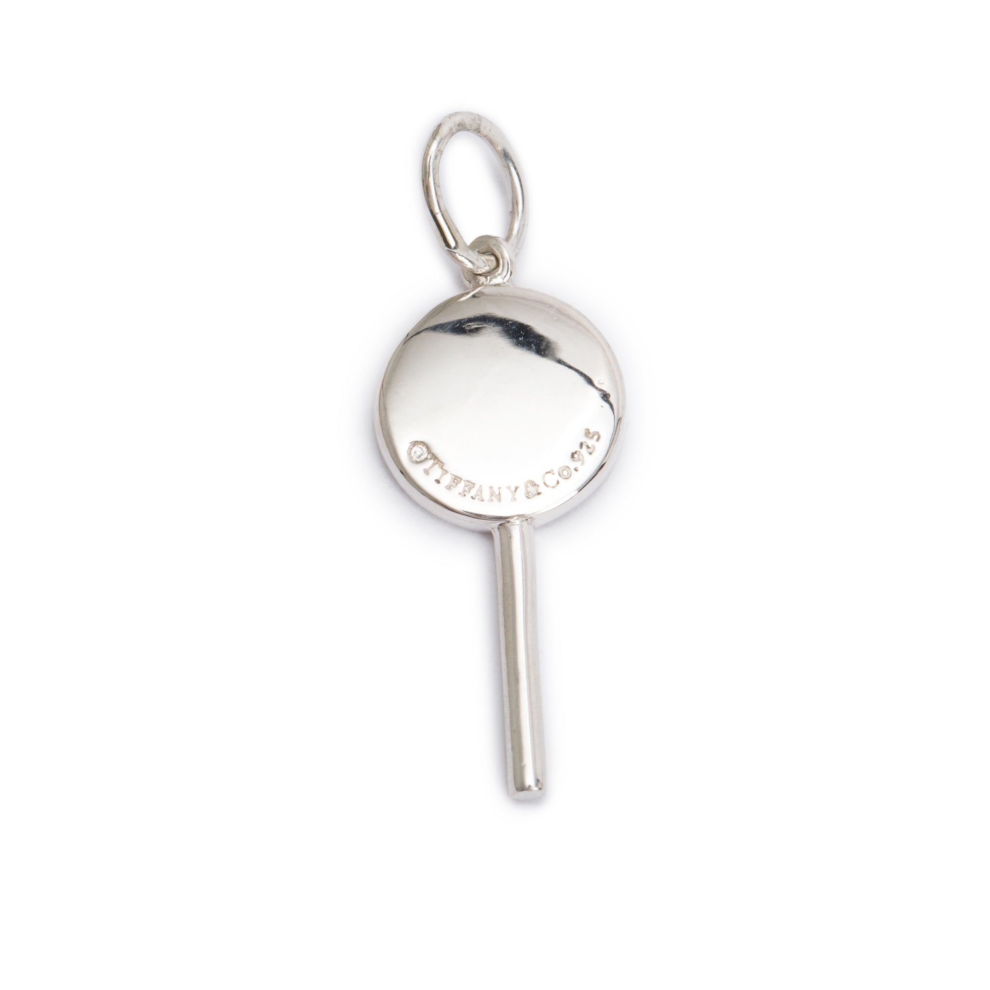 Tiffany & Co. Sterling Silver Lollipop Charm with Pink & White Enamel