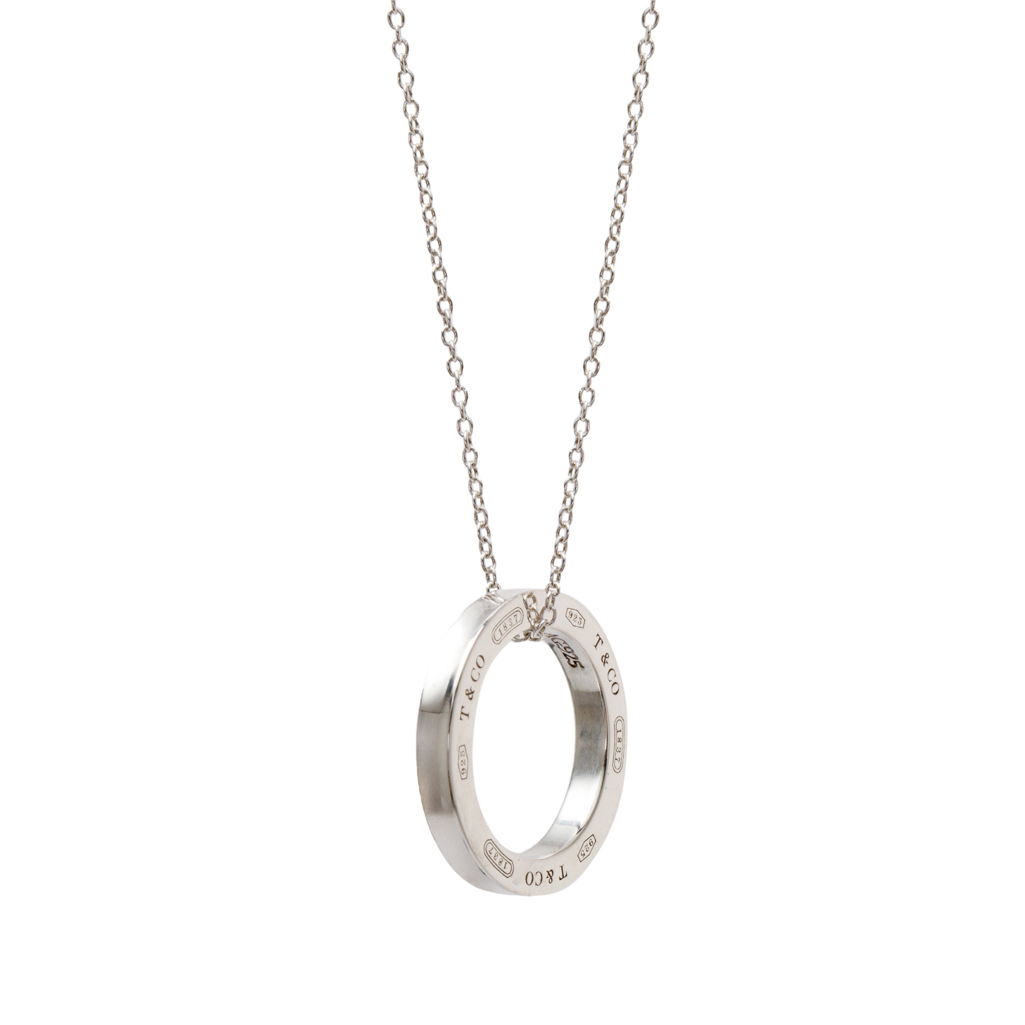 Tiffany & Co. Sterling Silver Medium 1837 Circle Pendant Necklace