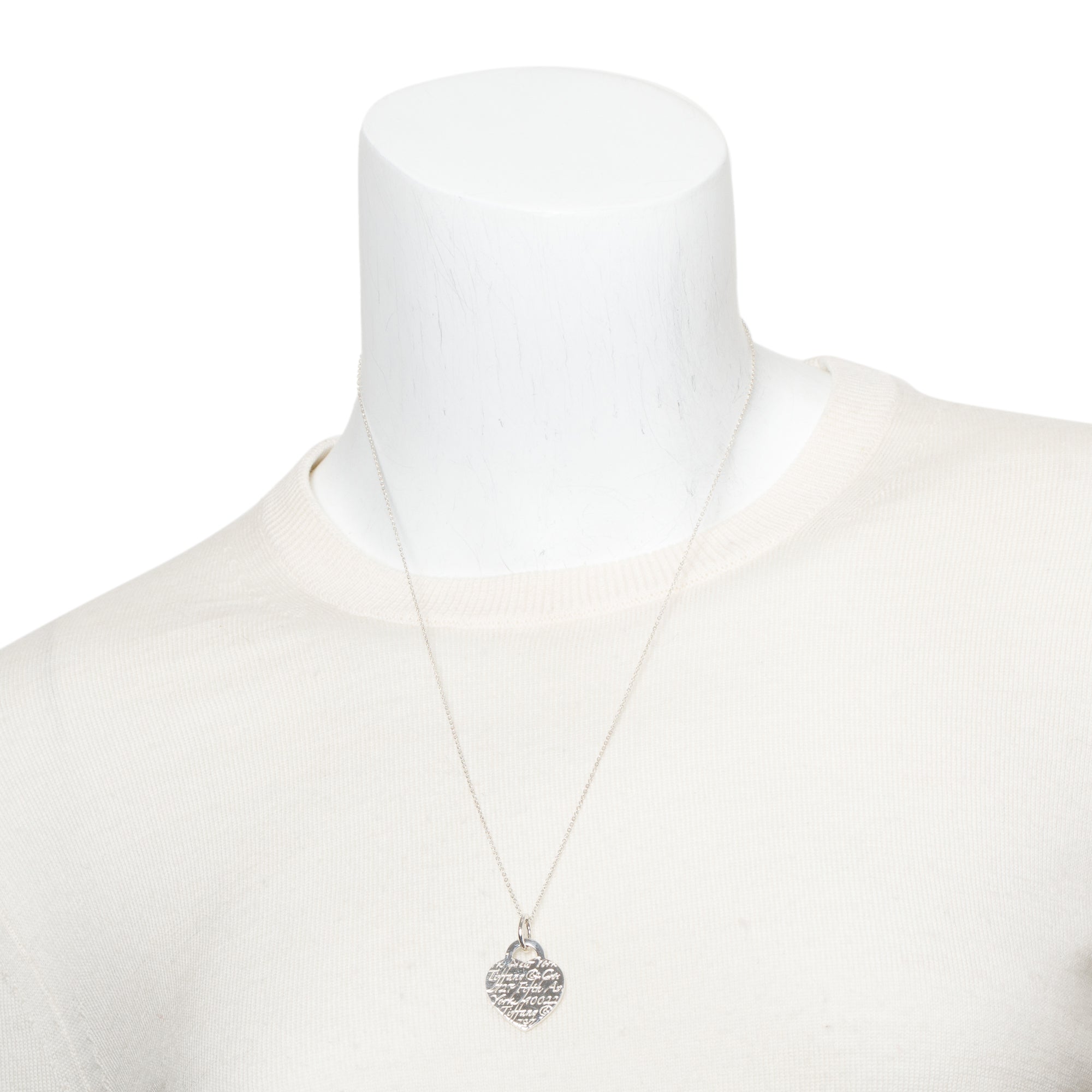 Tiffany & Co. Sterling Silver Medium Notes Heart Tag Pendant Necklace
