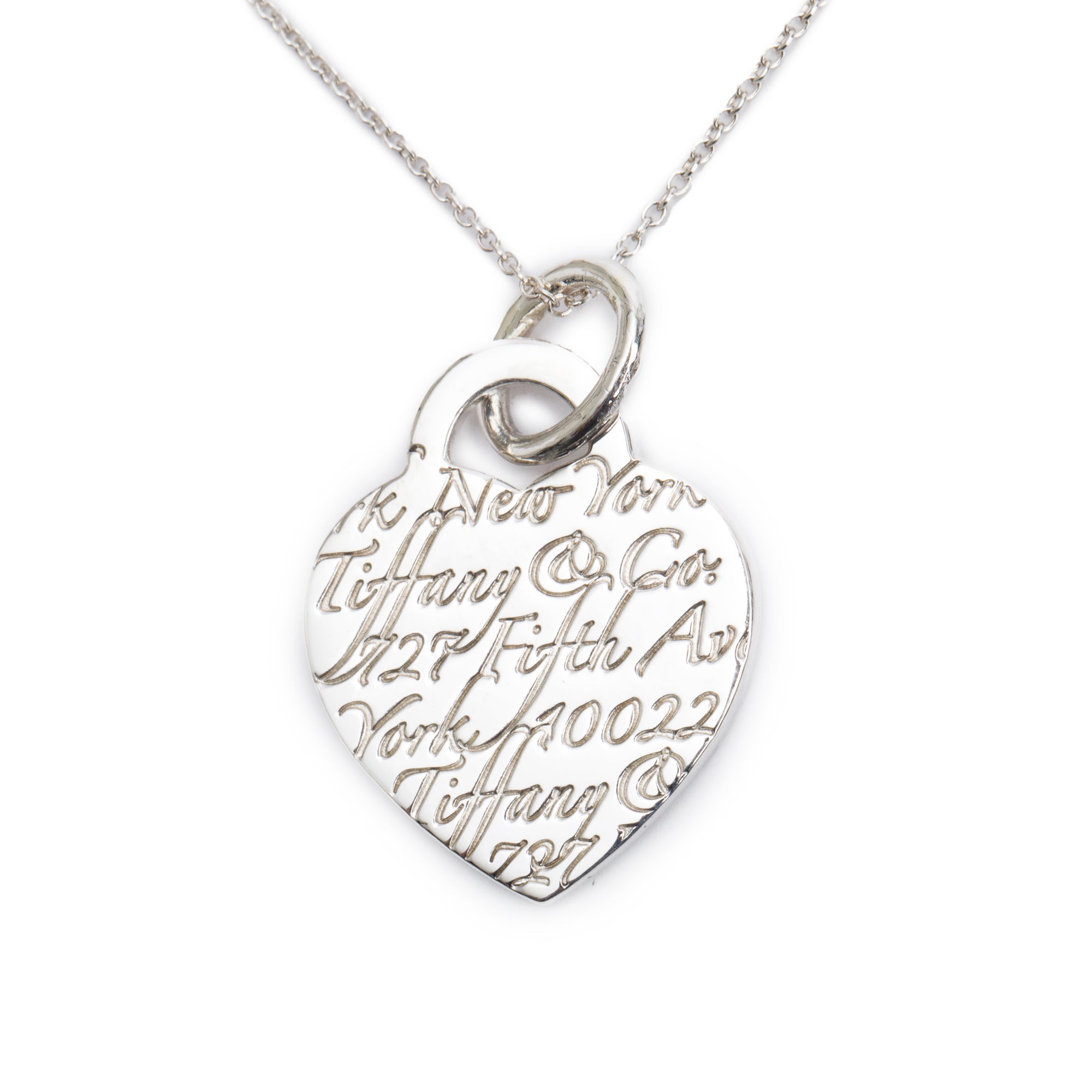 Tiffany & Co. Sterling Silver Medium Notes Heart Tag Pendant Necklace