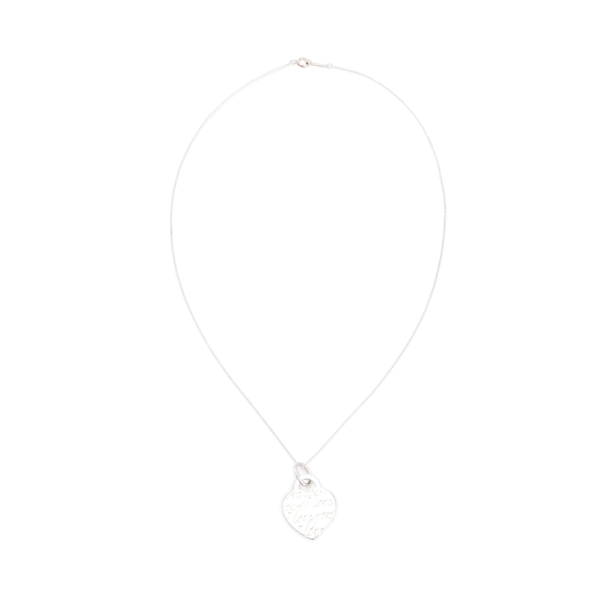 Tiffany & Co. Sterling Silver Medium Notes 'I Love You' Heart Tag Pendant Necklace
