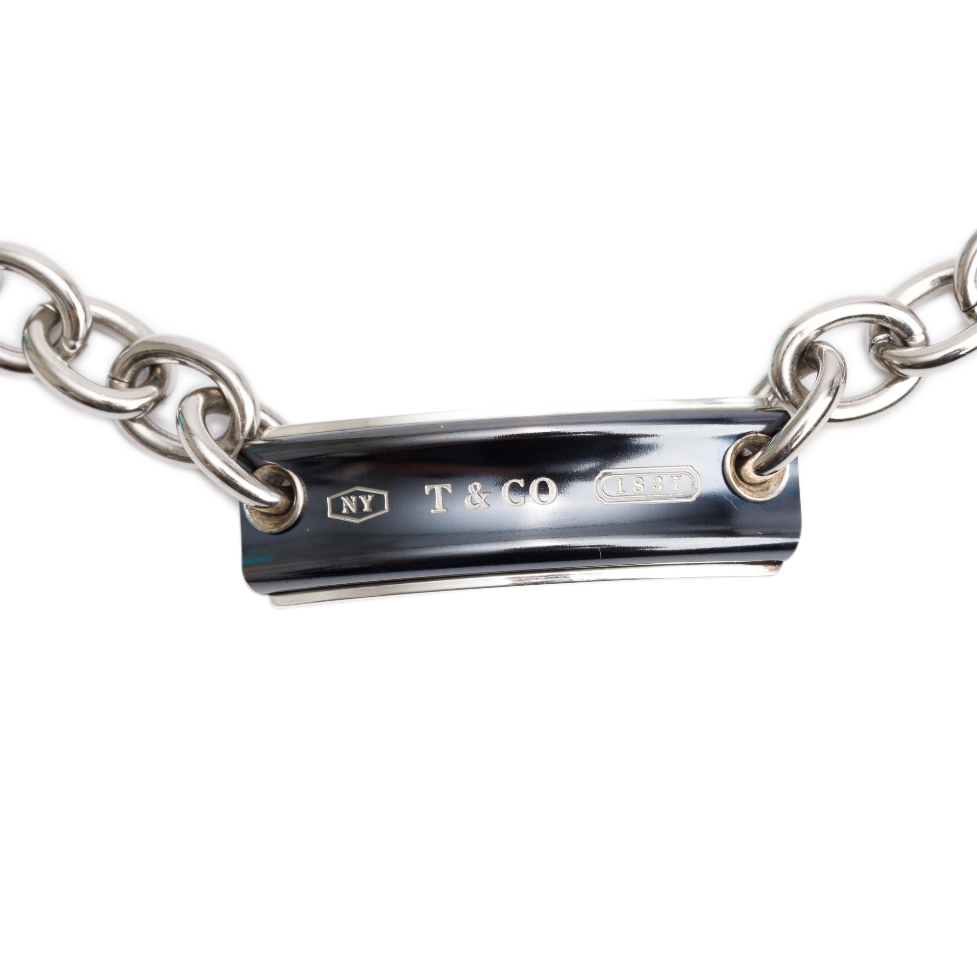 Tiffany & Co. Sterling Silver & Midnight Titanium 1837 Link Necklace