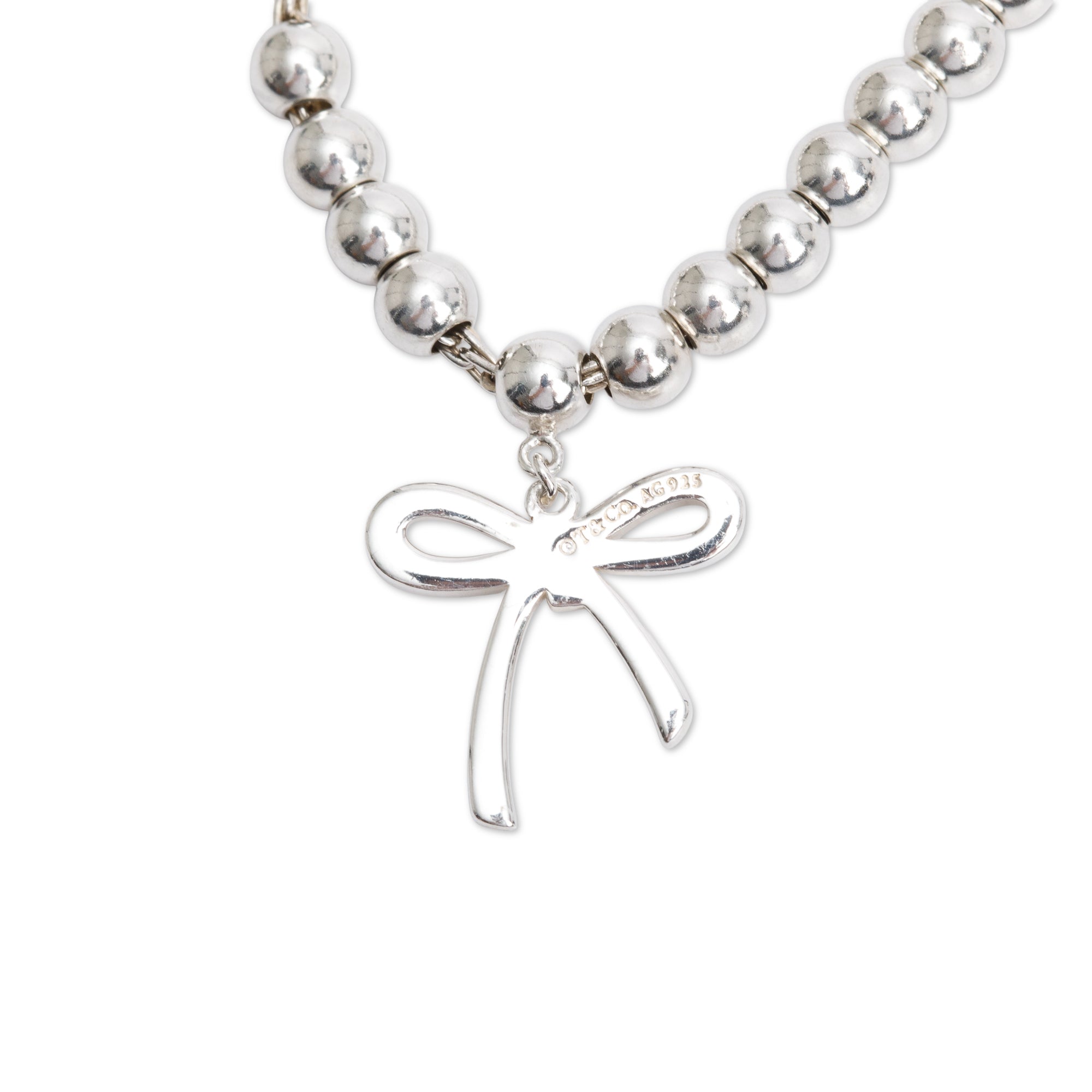 Tiffany & Co. Sterling Silver Mini Bow 4 MM Bead Bracelet