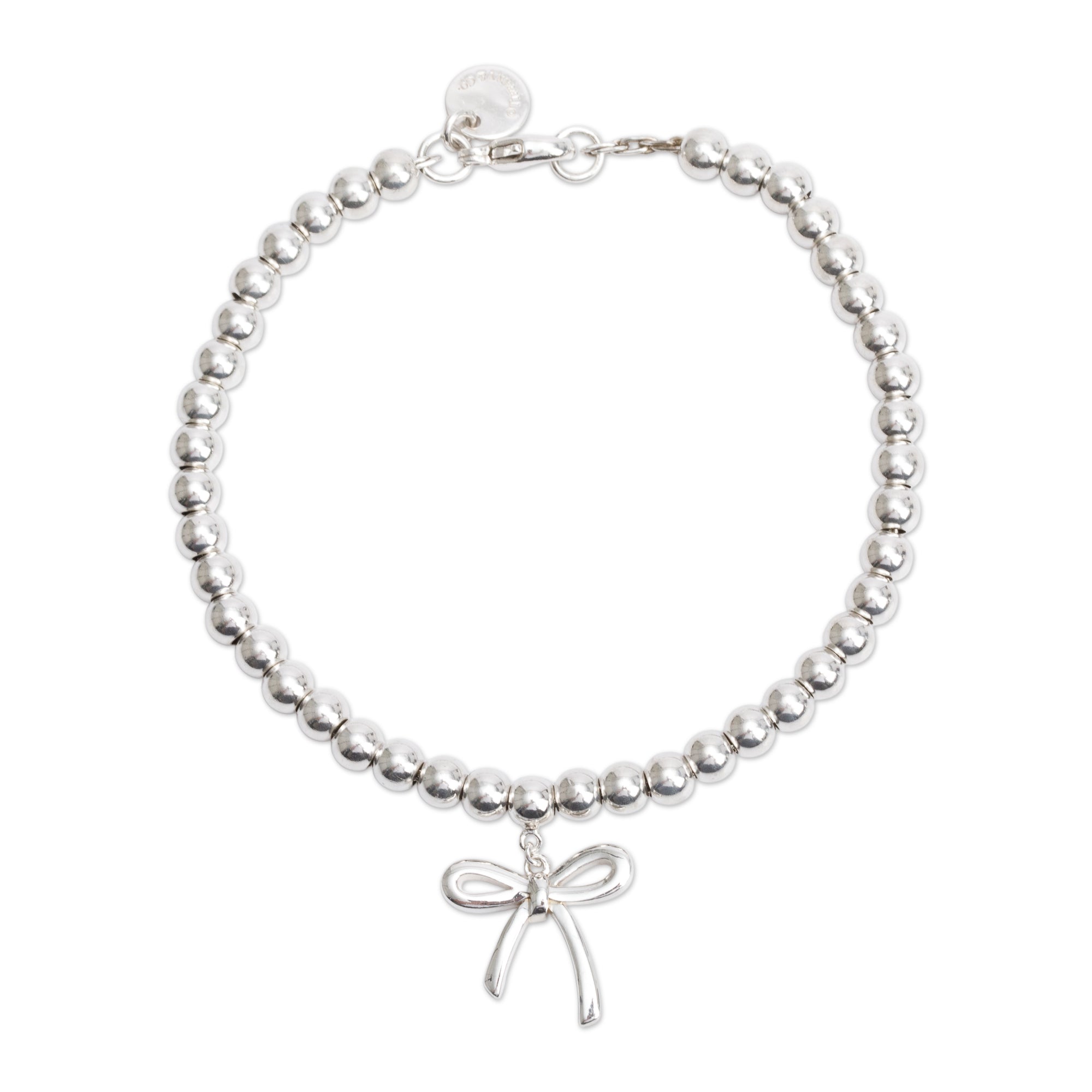 Tiffany & Co. Sterling Silver Mini Bow 4 MM Bead Bracelet