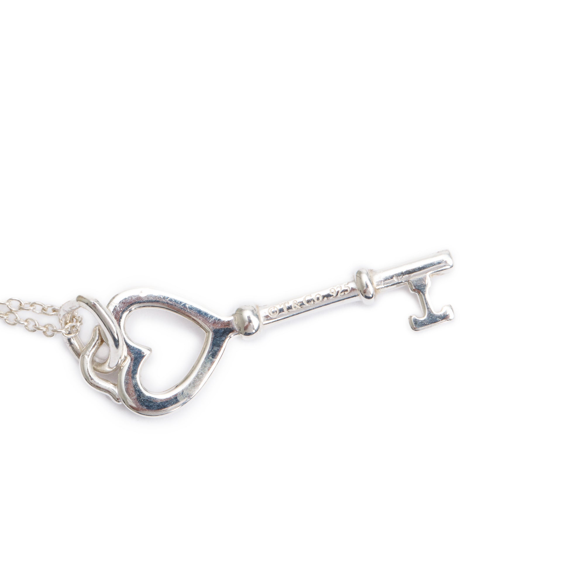 Tiffany & Co. Sterling Silver Mini Heart Key Pendant Necklace
