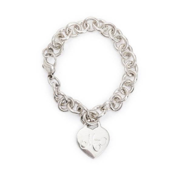 Tiffany Sterling Silver 'Mom' Heart Tag Charm Bracelet