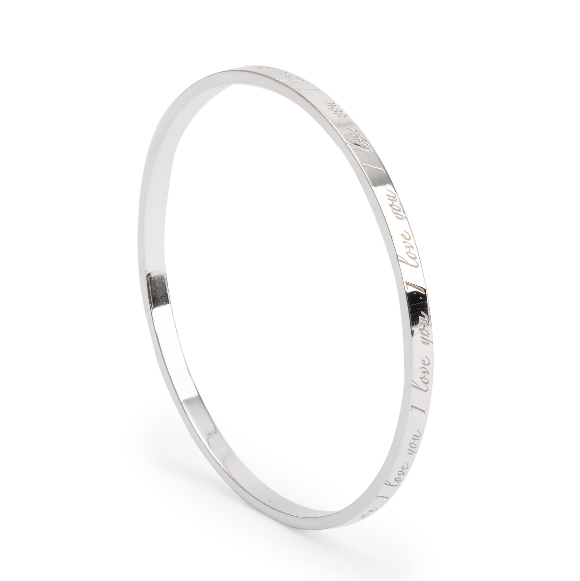 Tiffany & Co. Sterling Silver Narrow 'I Love You' Notes Bangle Bracelet