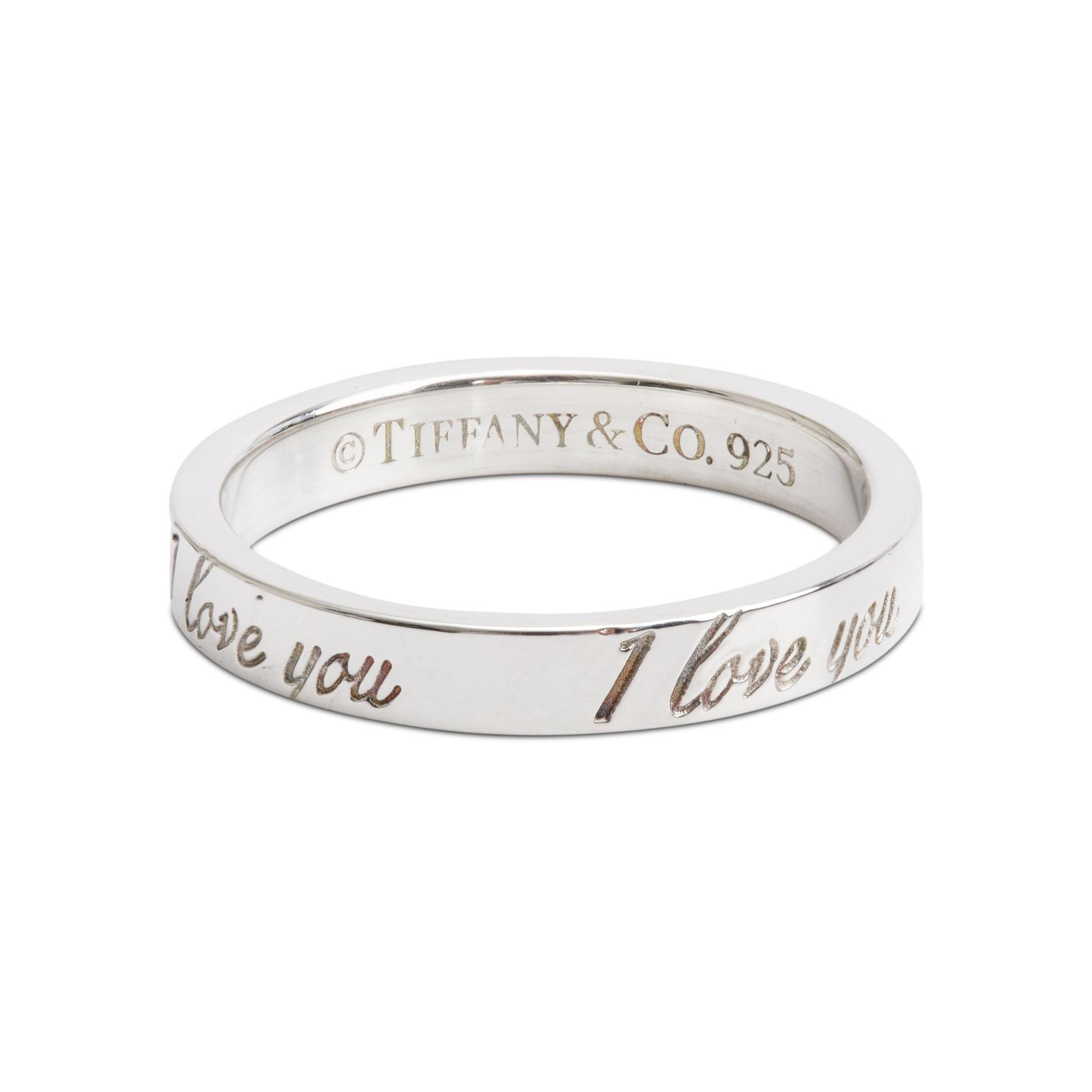 Tiffany & Co. Sterling Silver Notes "I Love You" Ring, Size 4.5