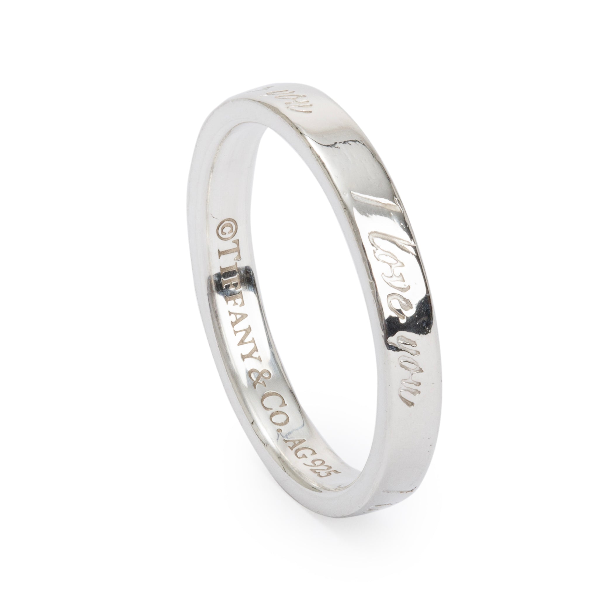Tiffany & Co. Sterling Silver Notes "I Love You" Ring, Size 5.5