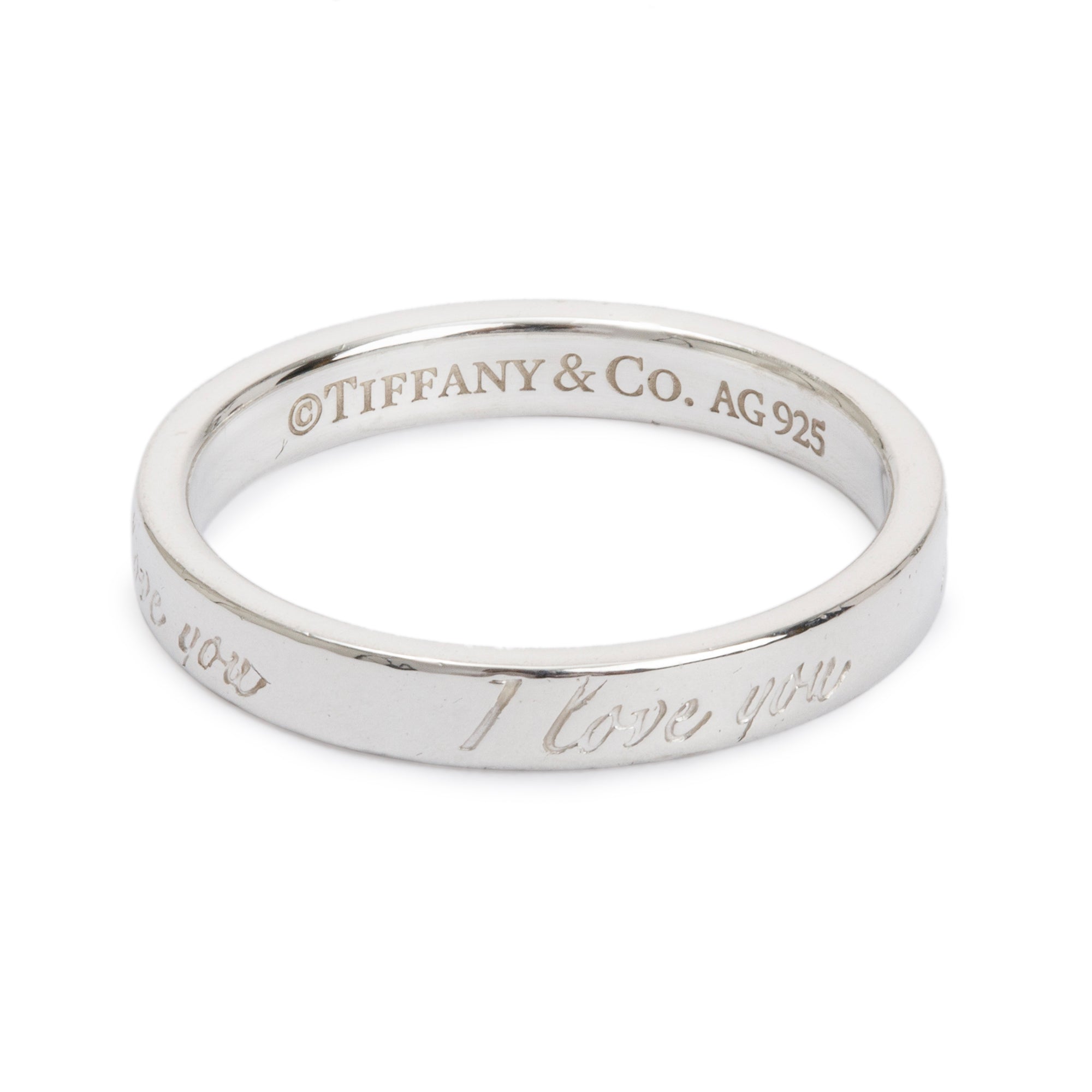 Tiffany & Co. Sterling Silver Notes "I Love You" Ring, Size 5.5