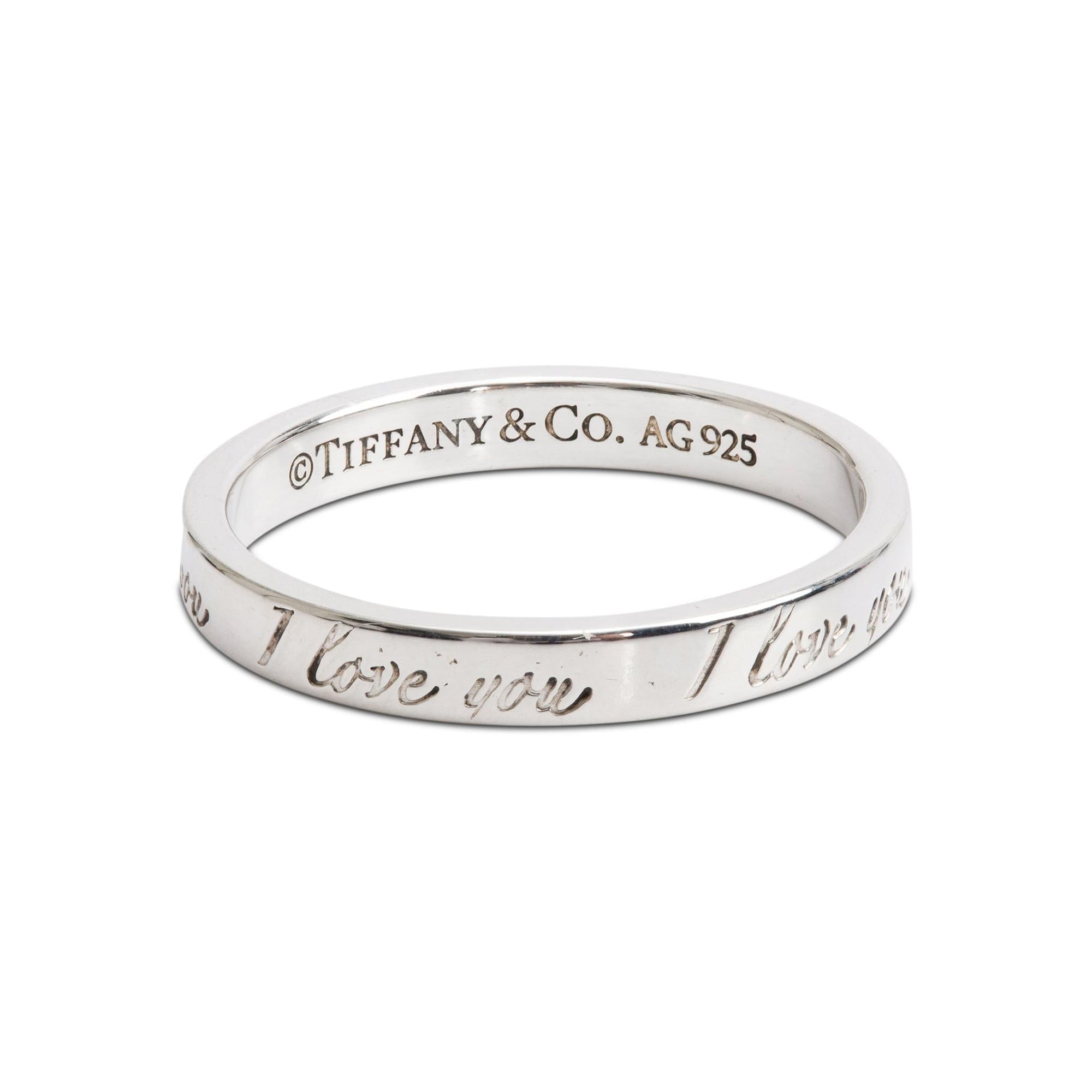 Tiffany & Co. Sterling Silver Notes "I Love You" Ring, Size 6.5