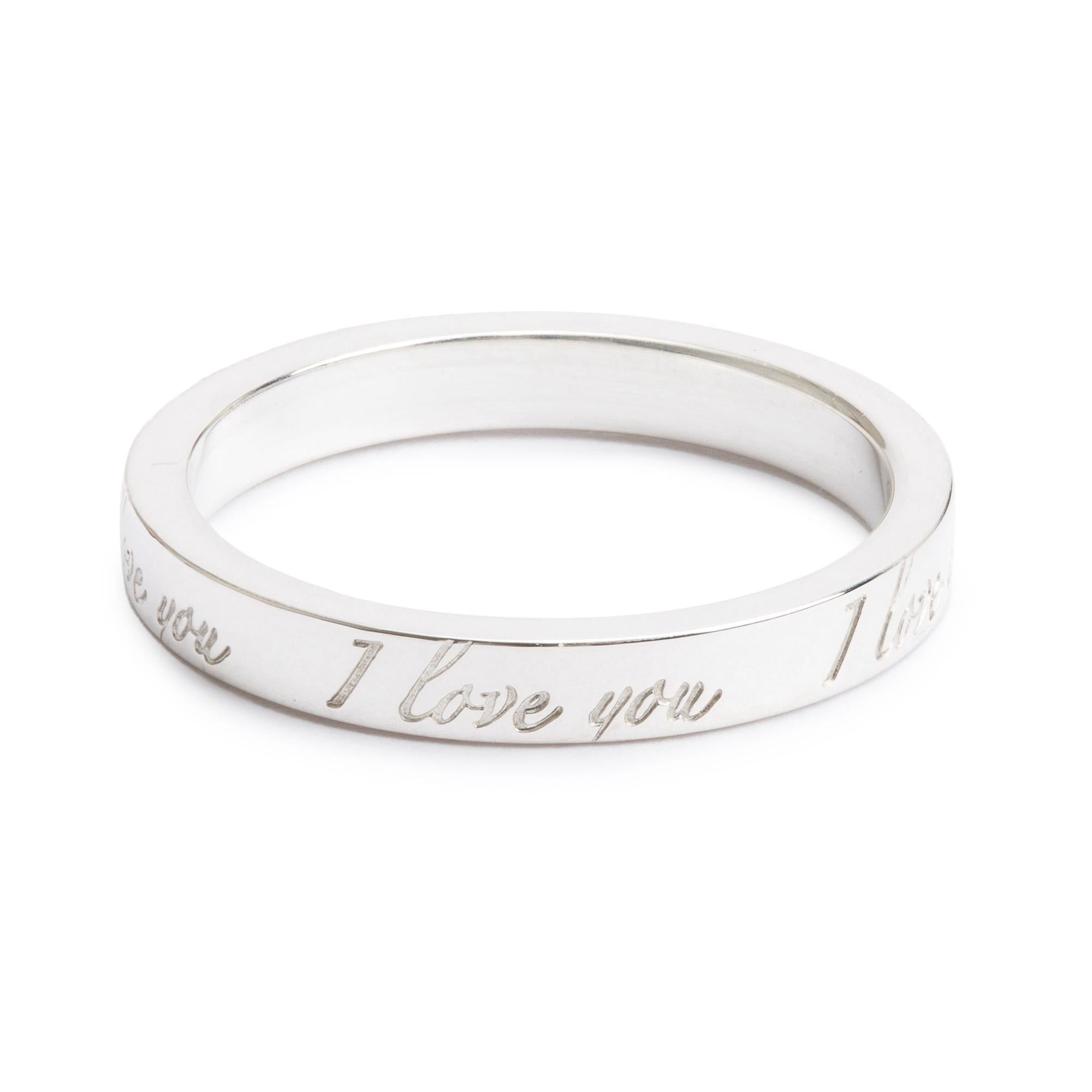 Tiffany & Co. Sterling Silver Notes "I Love You" Ring, Size 7