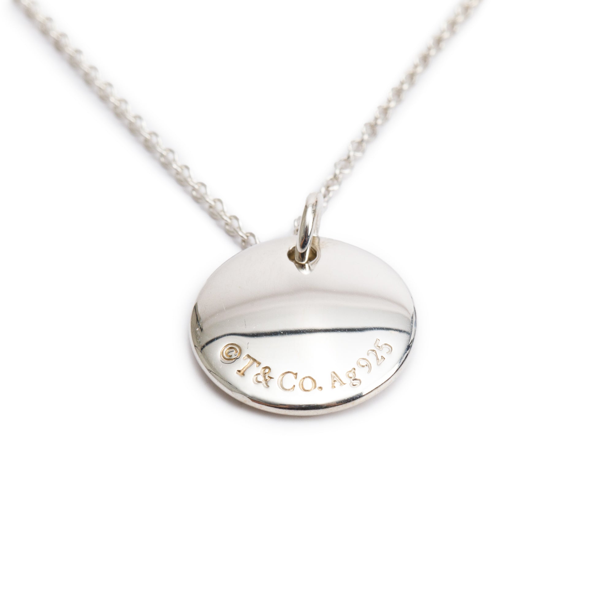 Tiffany & Co. Sterling Silver Notes Letter 'M' Disc Charm Pendant Necklace