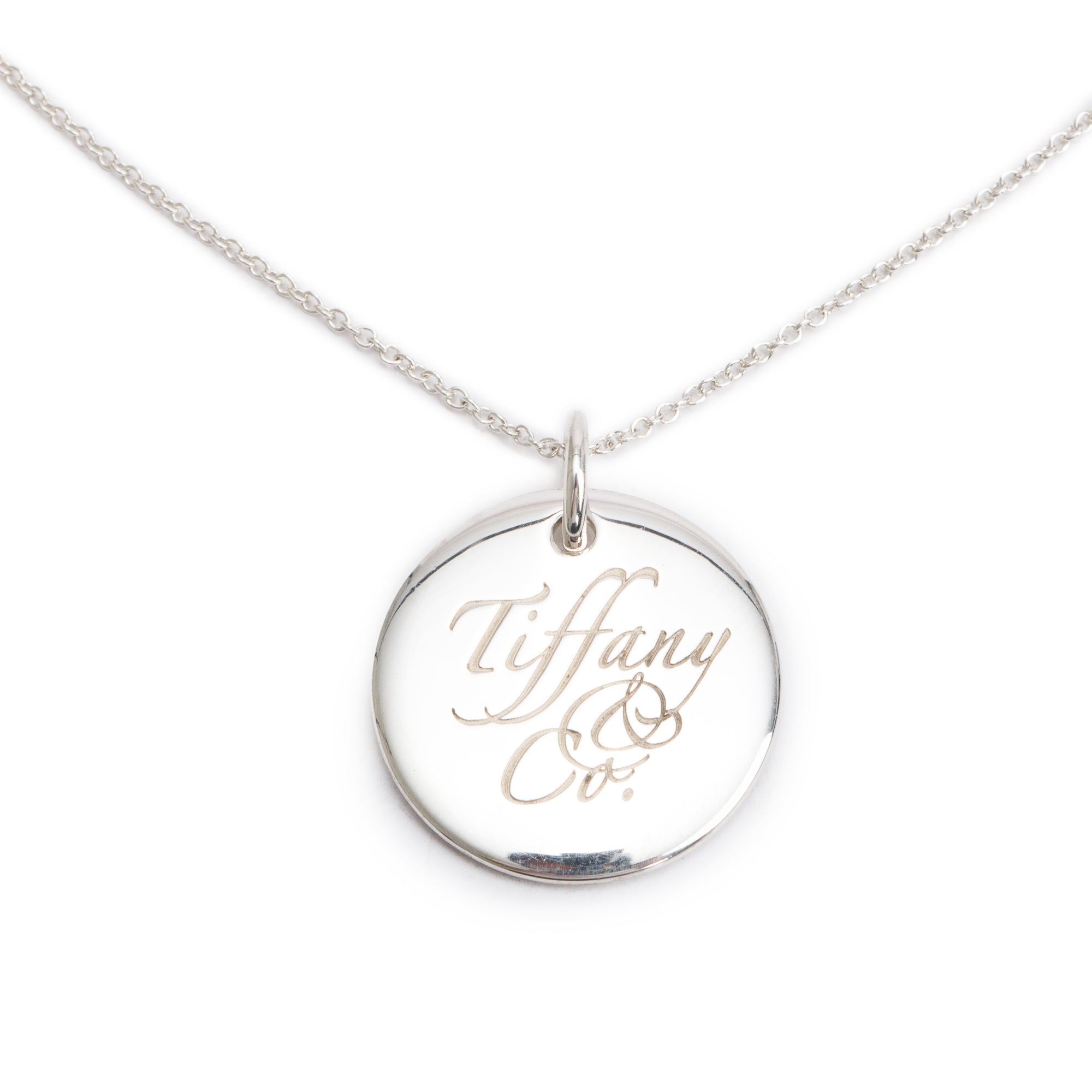 Tiffany & Co. Sterling Silver Notes Medium Round Tag Pendant Necklace
