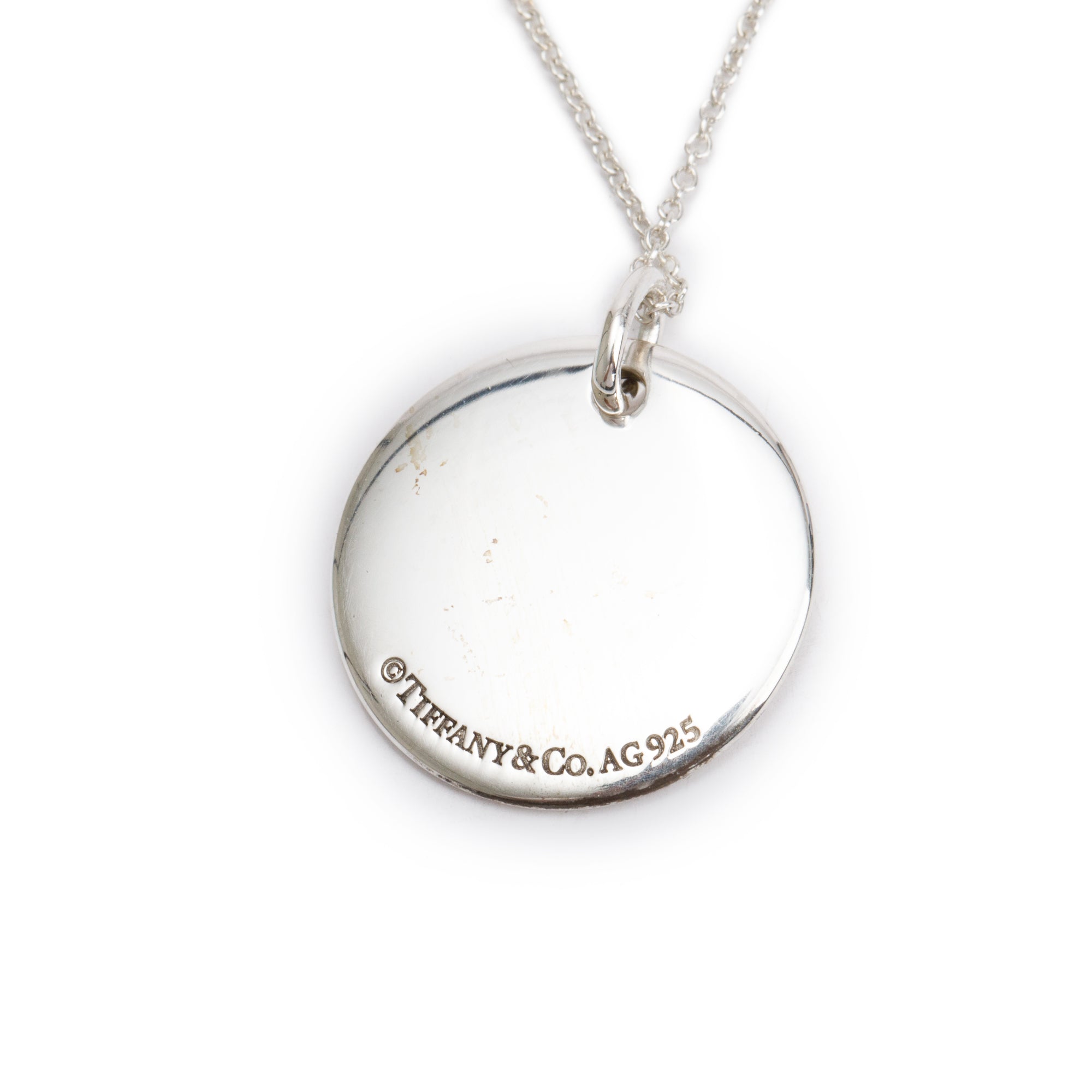 Tiffany & Co. Sterling Silver Notes Medium Round Tag Pendant Necklace