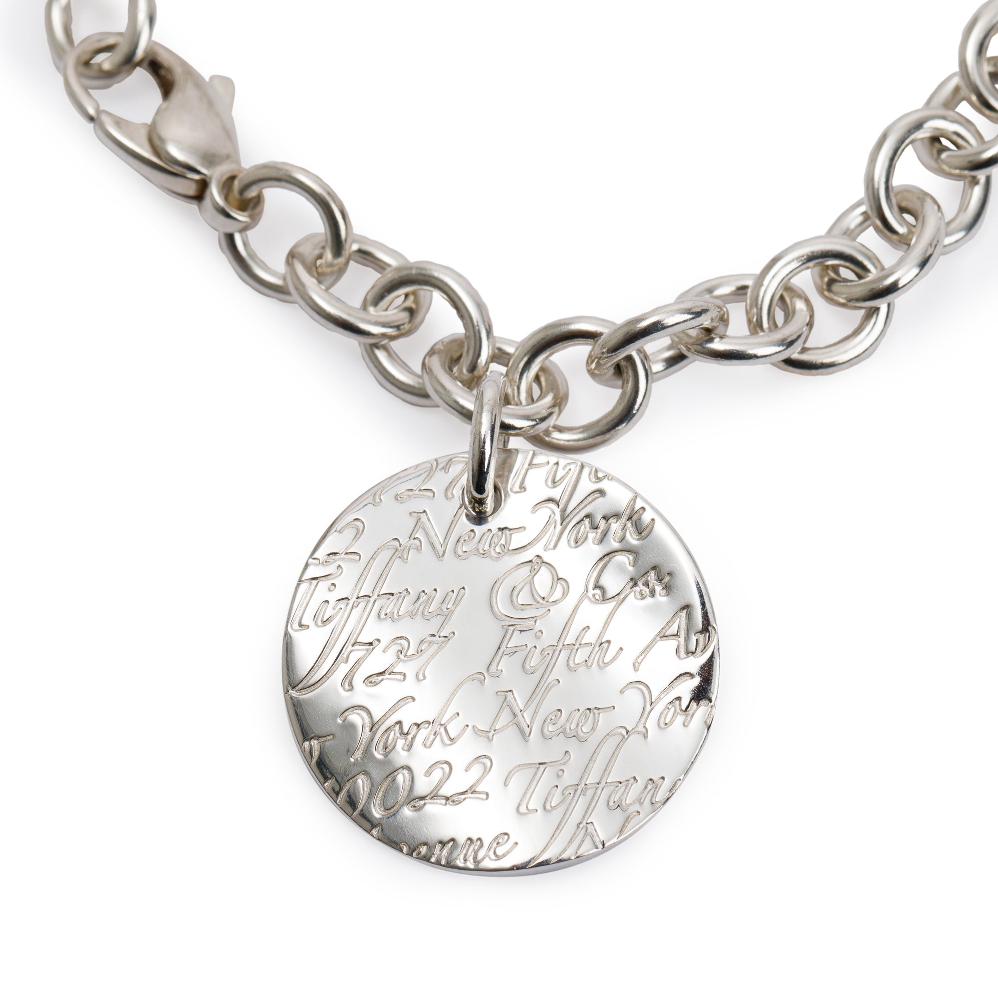 Tiffany & Co. Sterling Silver Notes Round Tag Charm Bracelet