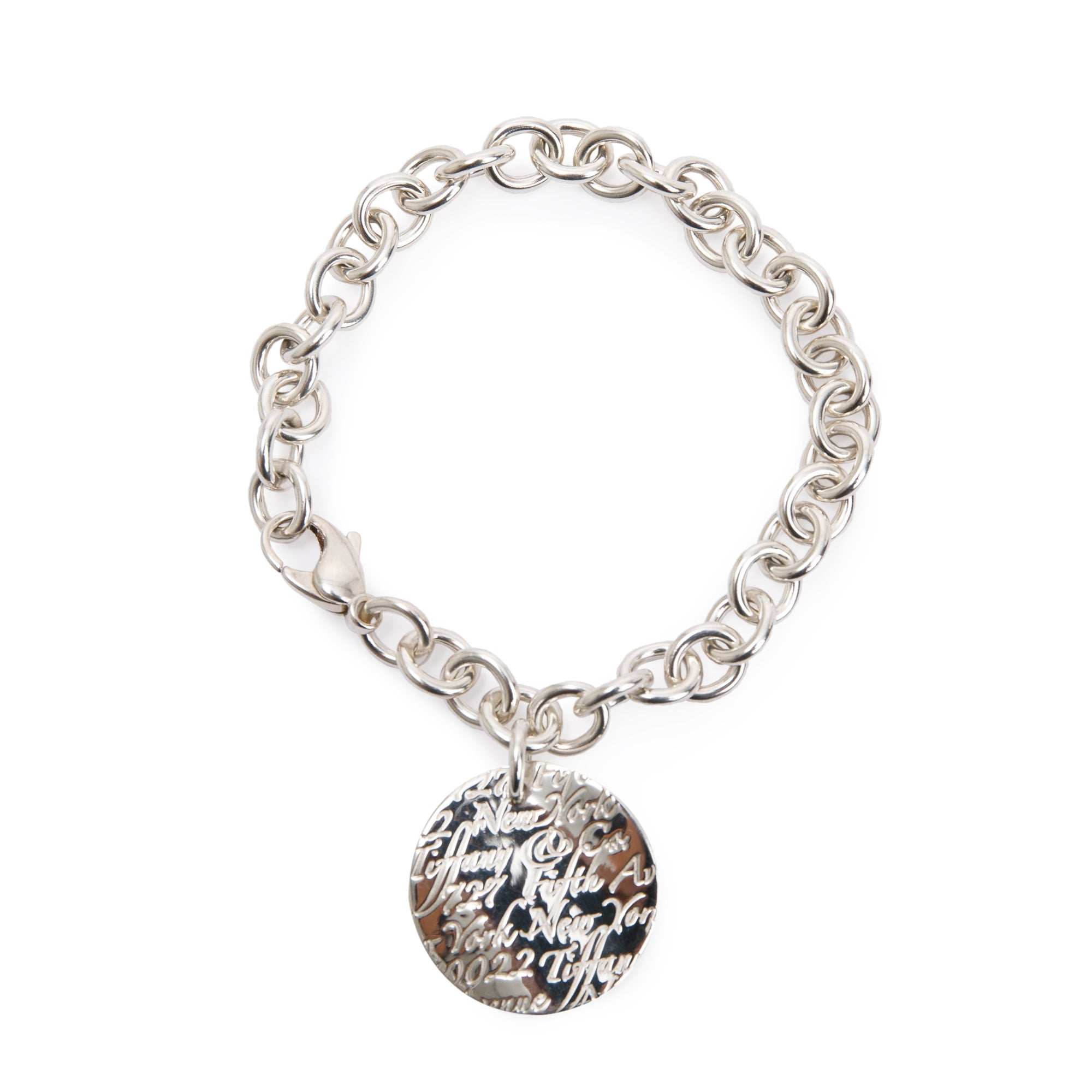 Tiffany & Co. Sterling Silver Notes Round Tag Charm Bracelet