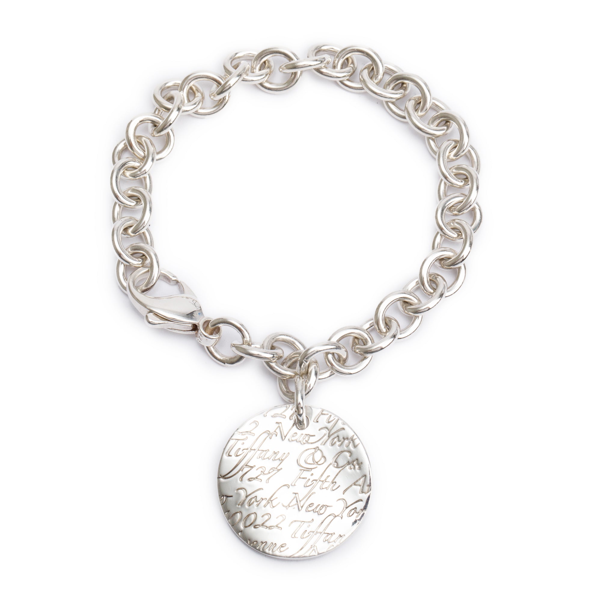 Tiffany & Co. Sterling Silver Notes Round Tag Charm Bracelet