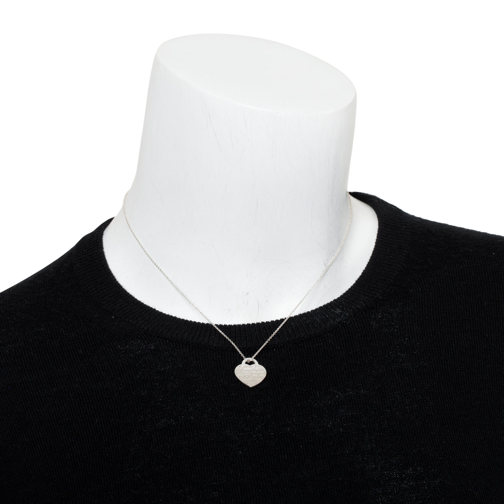Tiffany & Co. Sterling Silver Notes Small Heart Tag Pendant Necklace