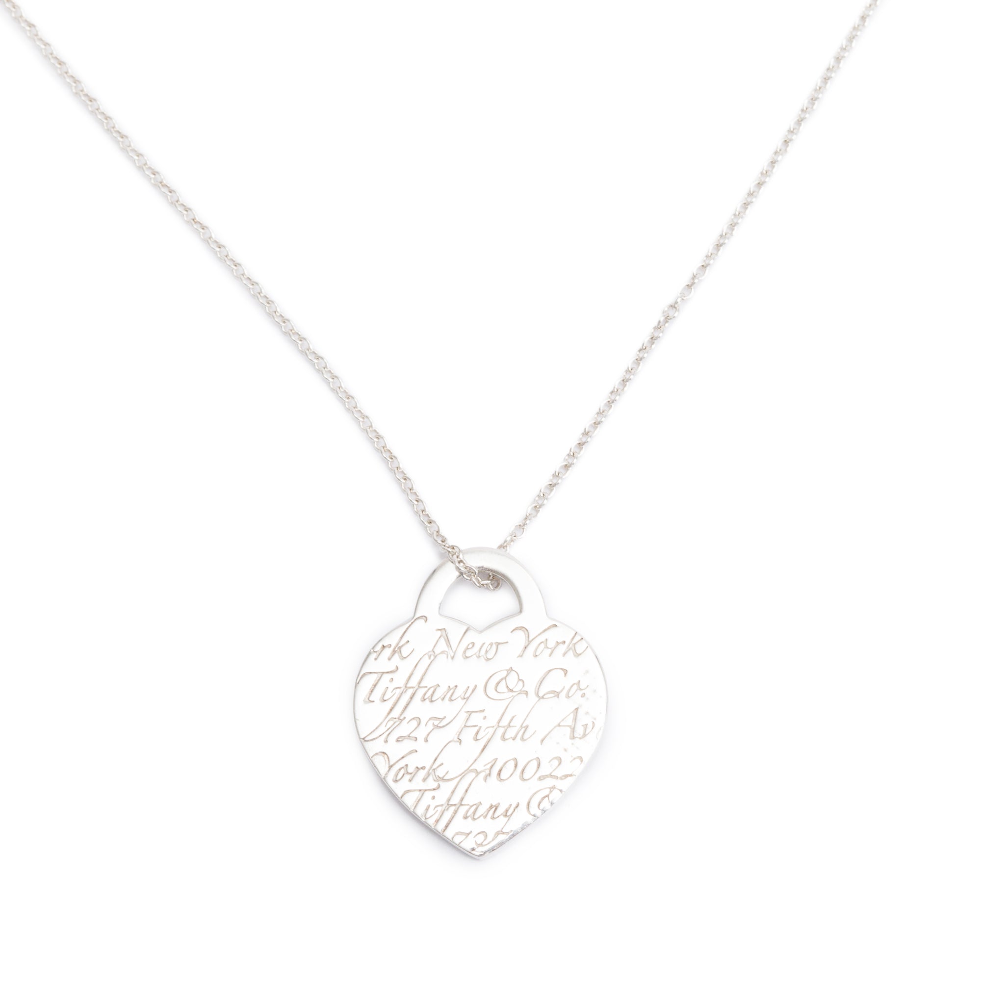 Tiffany & Co. Sterling Silver Notes Small Heart Tag Pendant Necklace