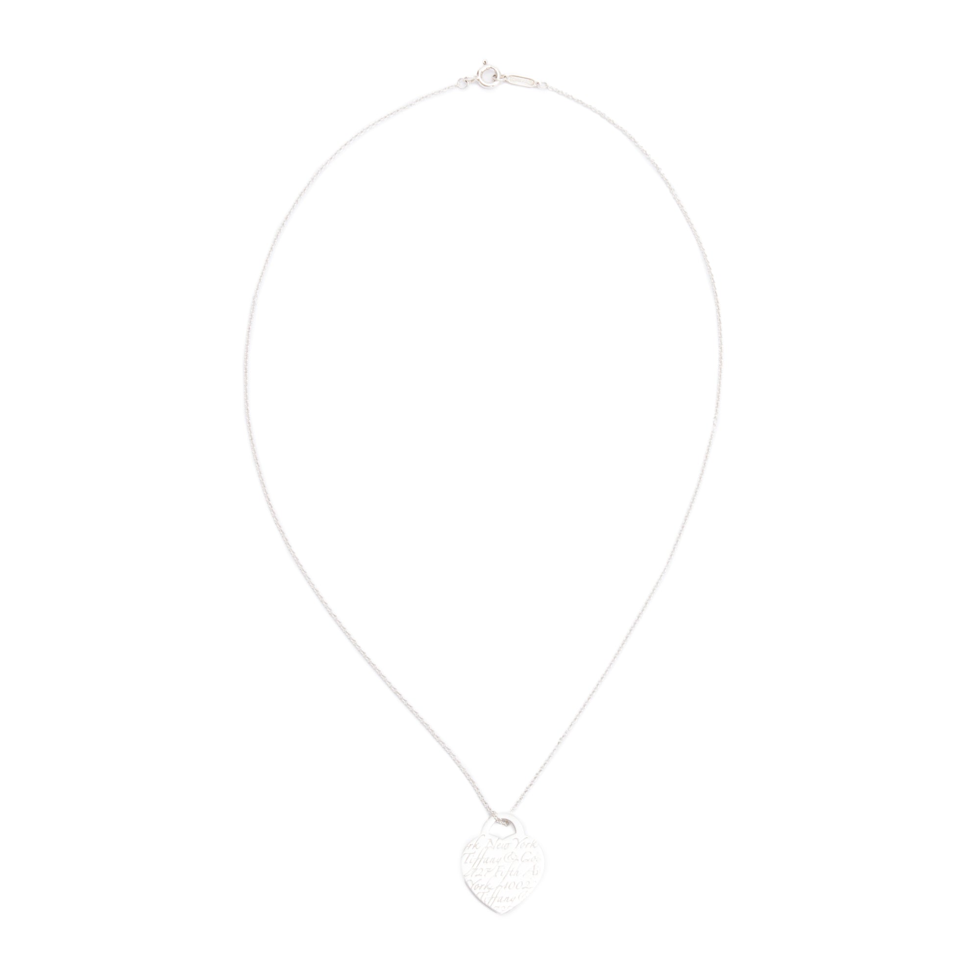 Tiffany & Co. Sterling Silver Notes Small Heart Tag Pendant Necklace