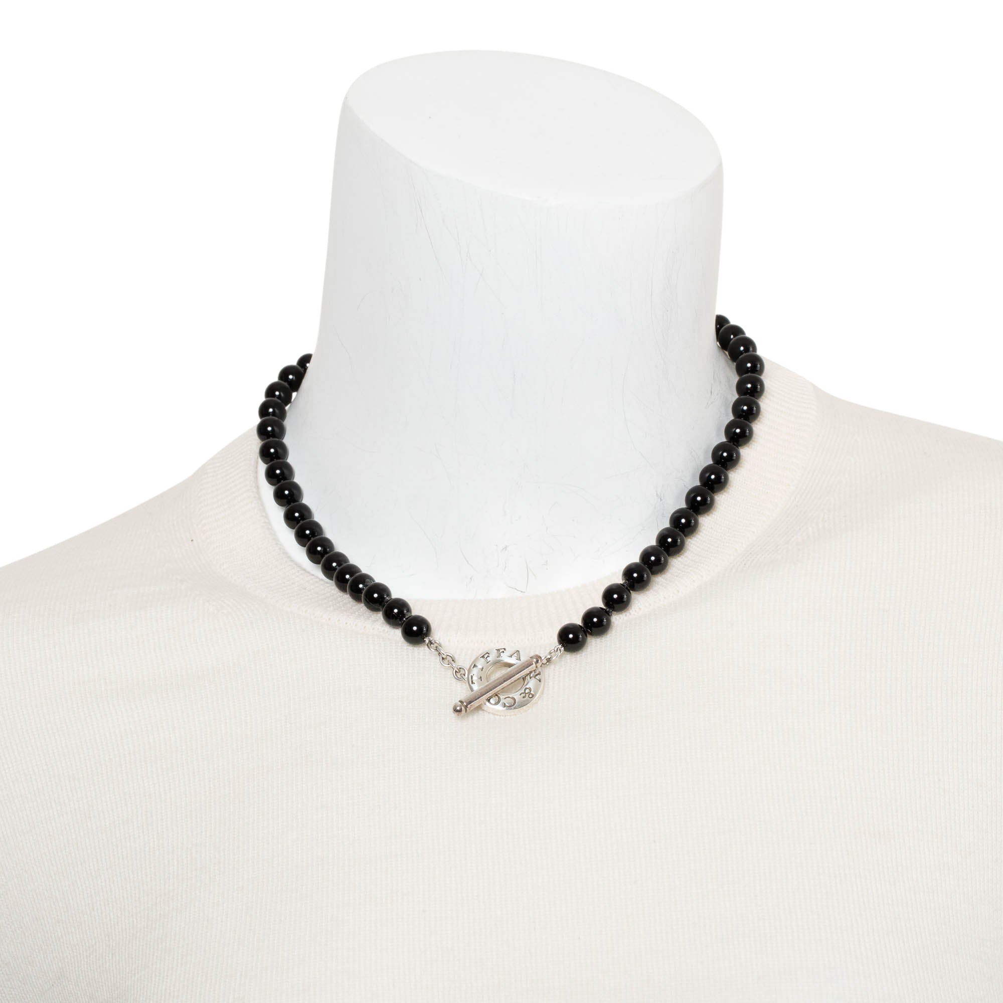 Tiffany & Co. Sterling Silver Onyx Bead Toggle Necklace