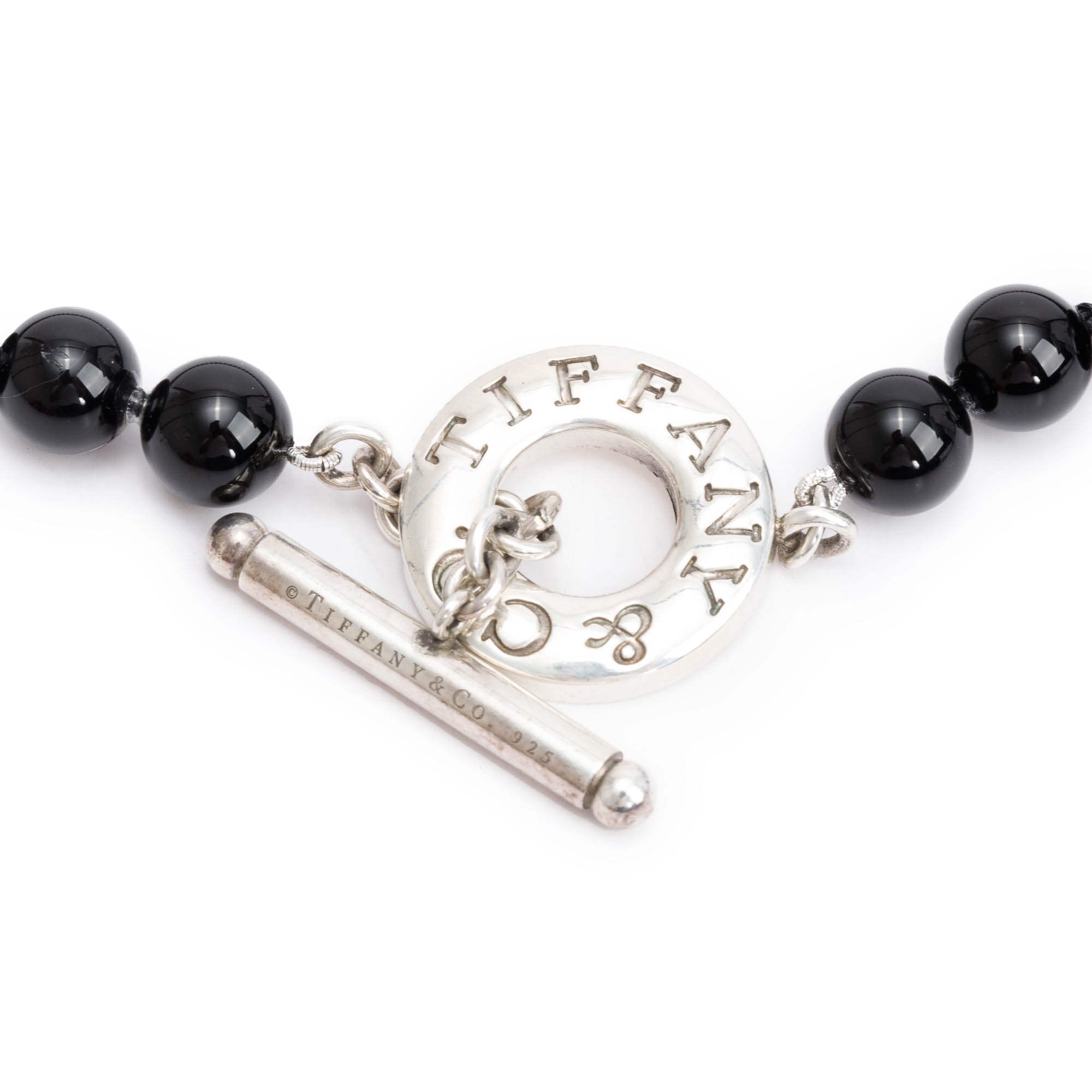 Tiffany & Co. Sterling Silver Onyx Bead Toggle Necklace