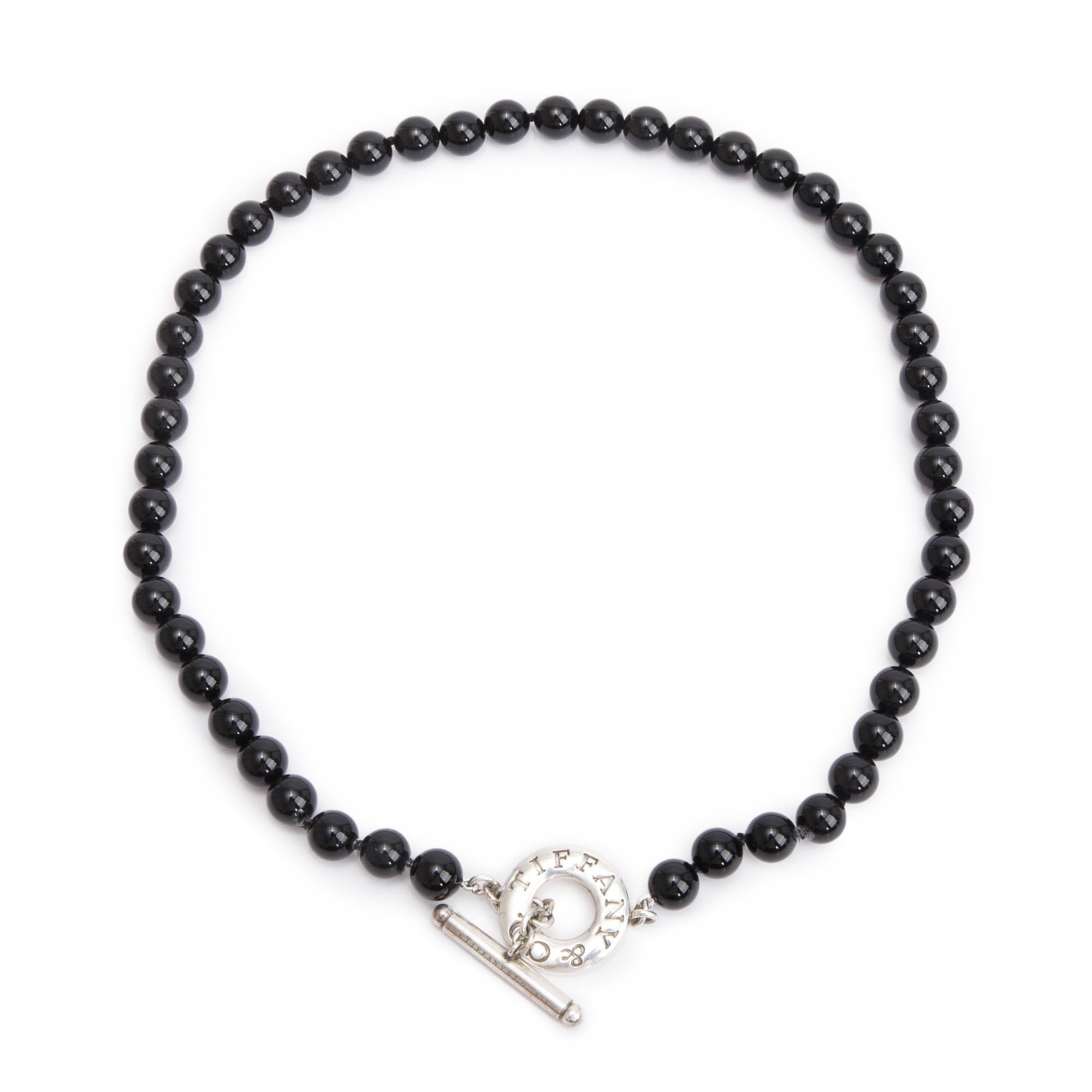 Tiffany & Co. Sterling Silver Onyx Bead Toggle Necklace