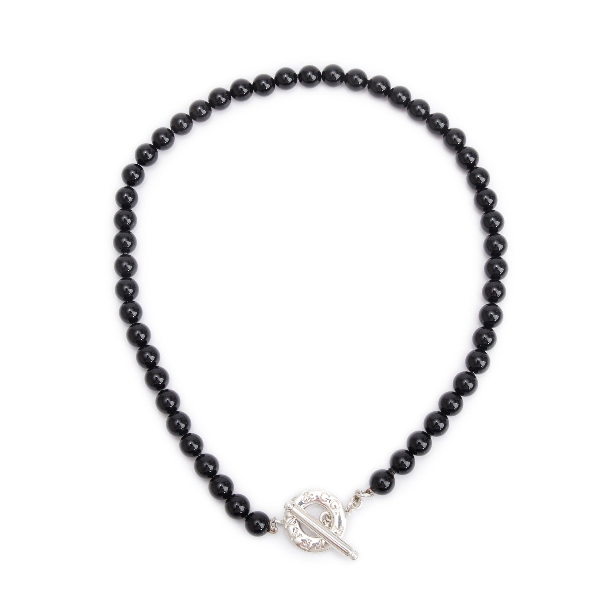 Tiffany & Co. Sterling Silver Onyx Bead Toggle Necklace