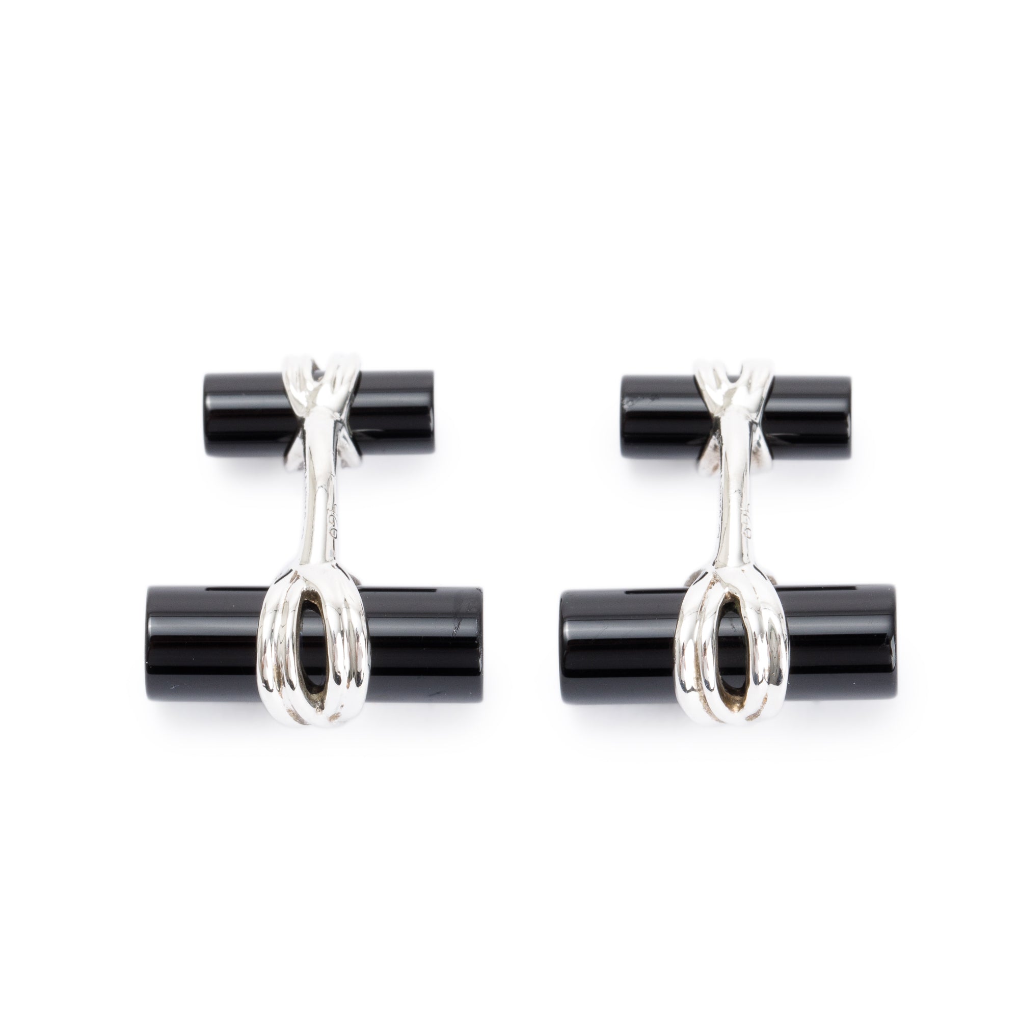 Tiffany & Co. Sterling Silver Onyx Column Cufflinks