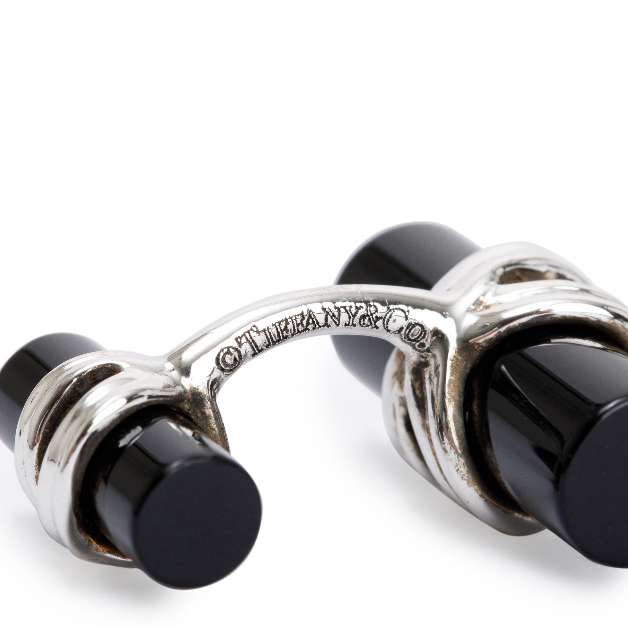 Tiffany & Co. Sterling Silver Onyx Column Cufflinks
