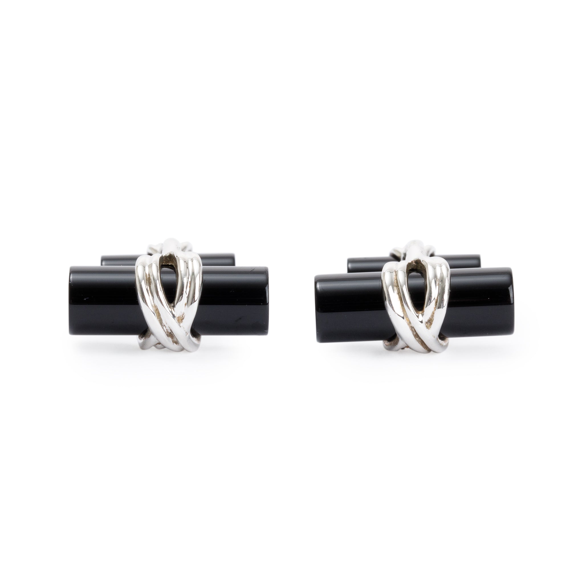 Tiffany & Co. Sterling Silver Onyx Column Cufflinks