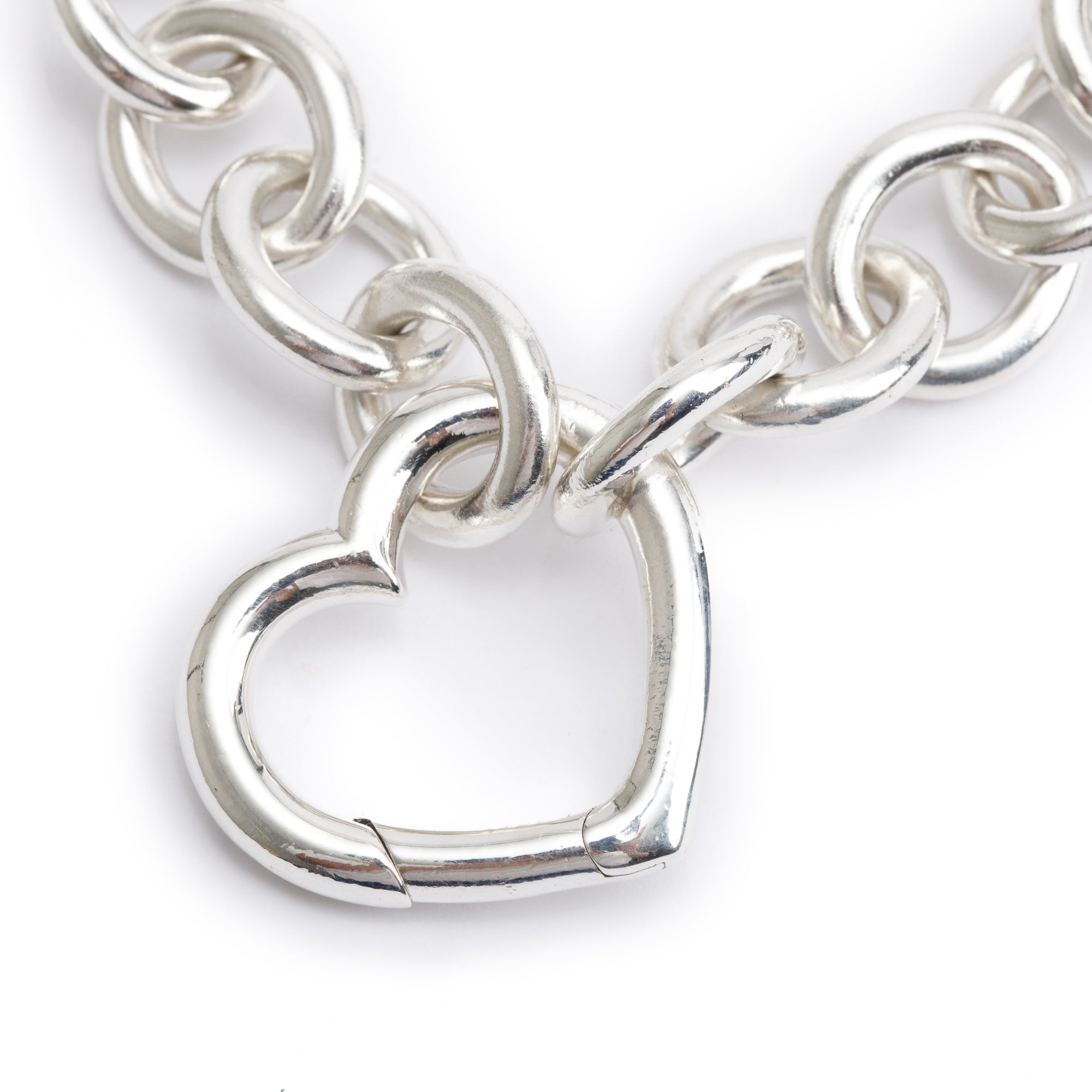 Tiffany & Co. Sterling Silver Oval Link Heart Clasp Bracelet
