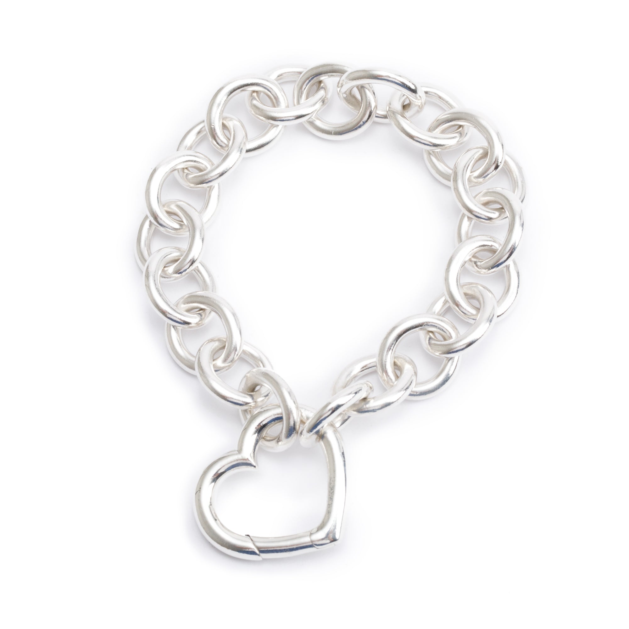Tiffany & Co. Sterling Silver Oval Link Heart Clasp Bracelet