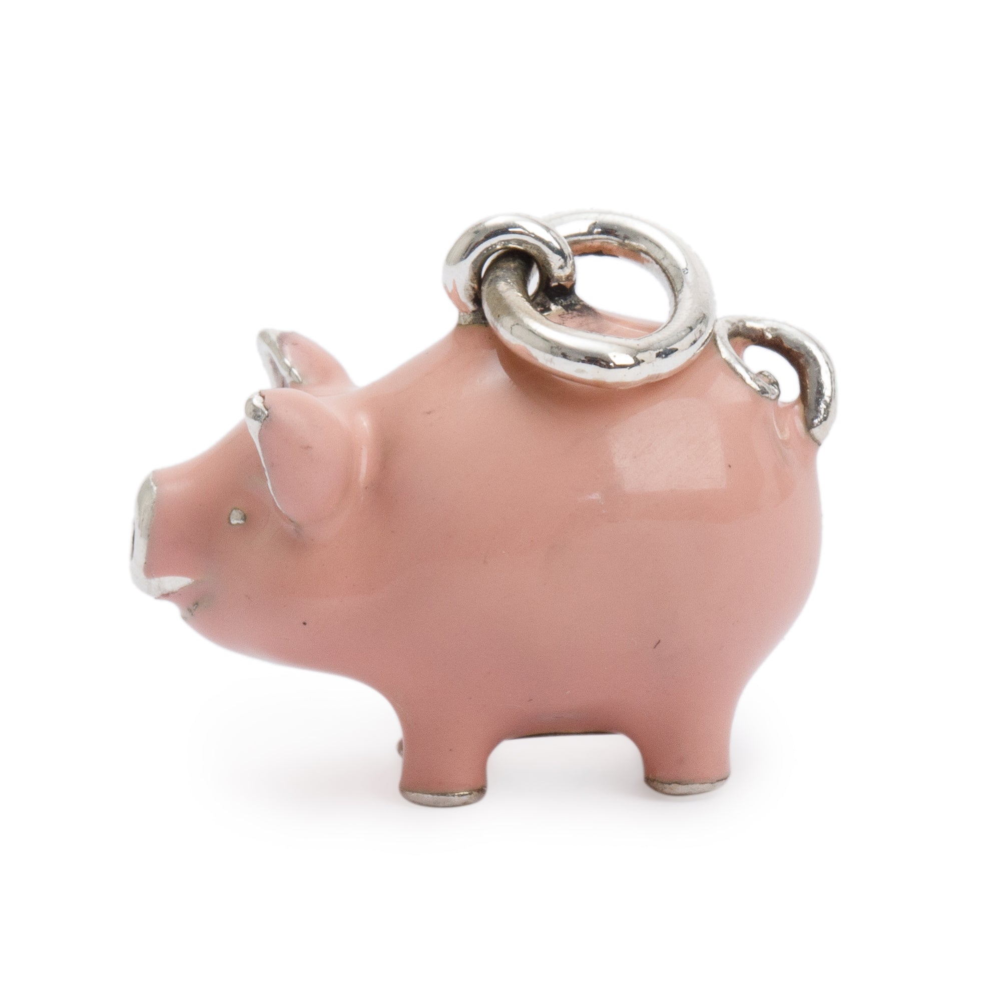 Tiffany & Co. Sterling Silver Pink Enamel Piggy Charm