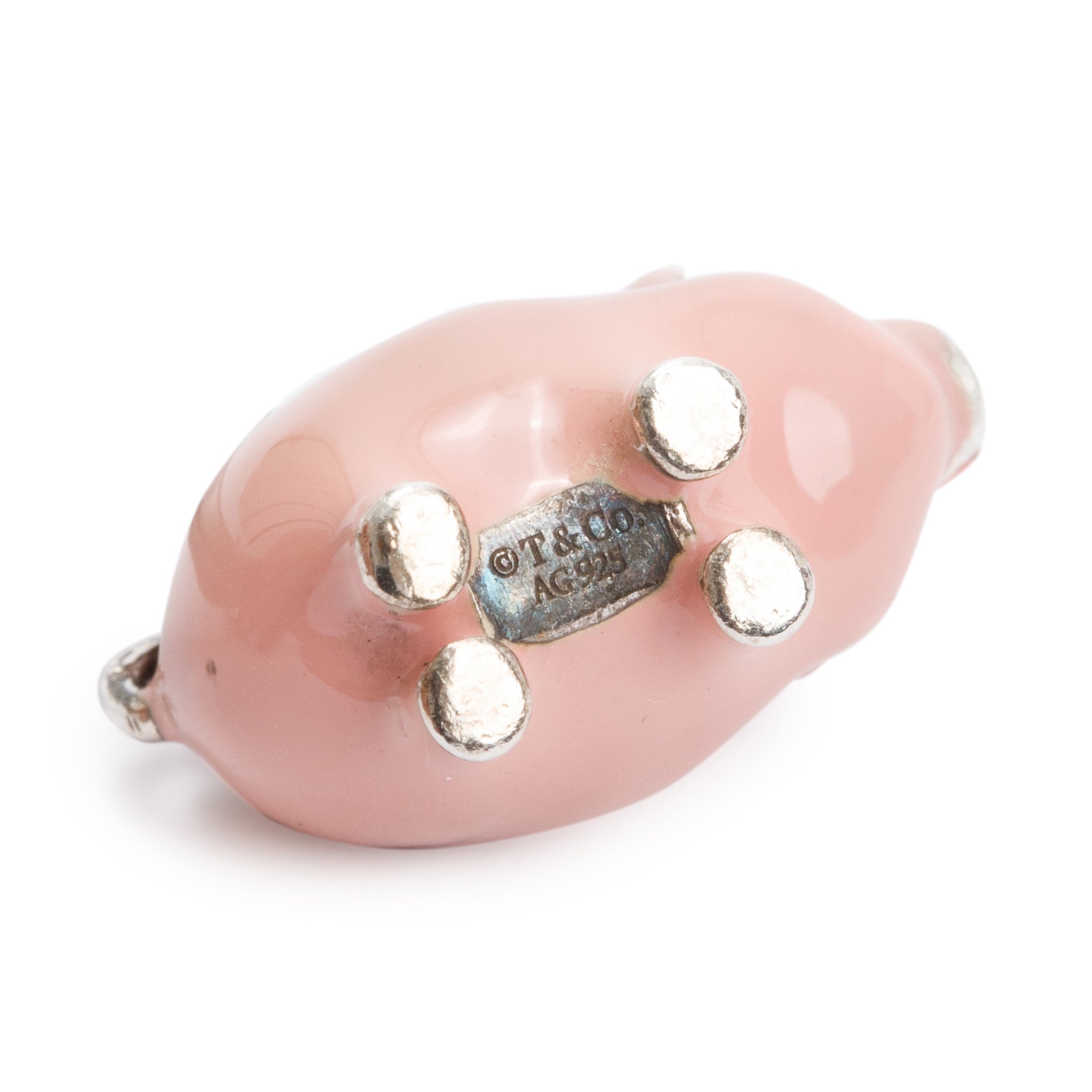 Tiffany & Co. Sterling Silver Pink Enamel Piggy Charm