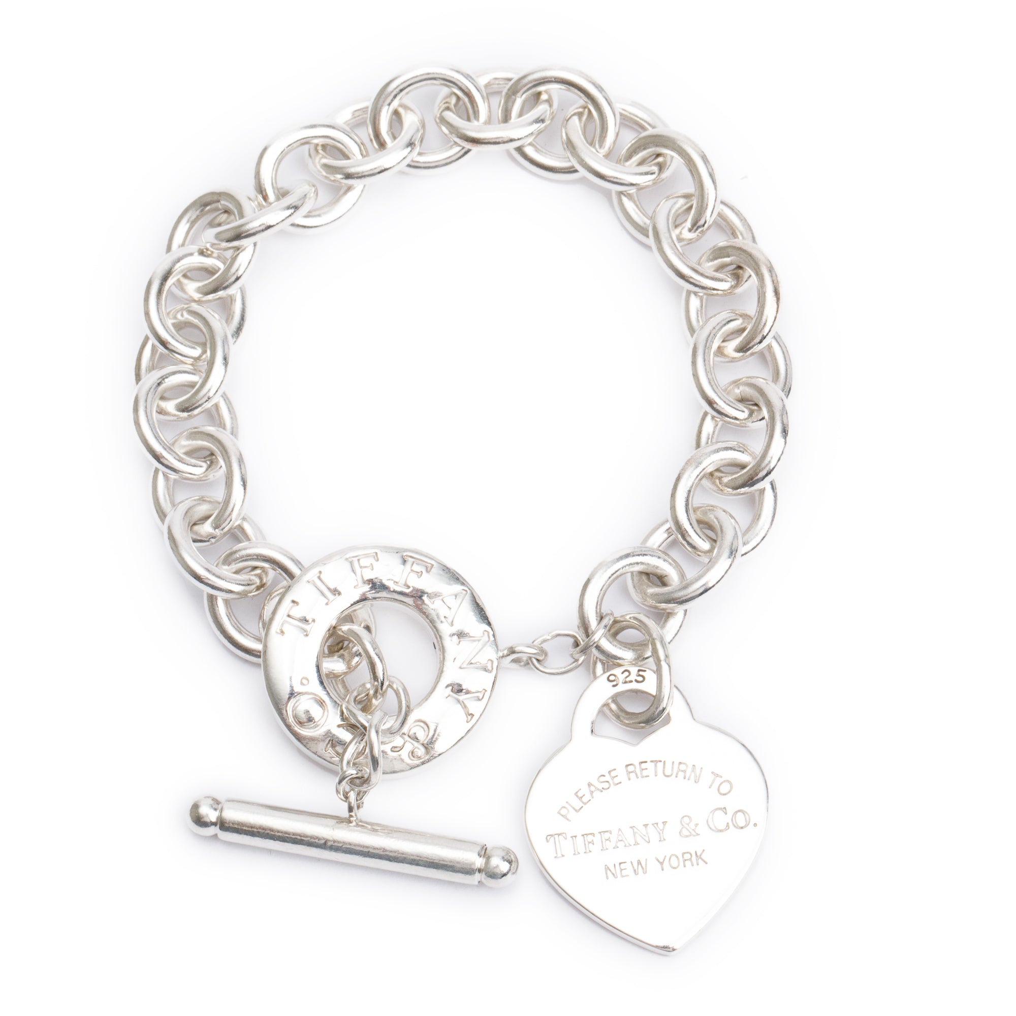 Tiffany & Co. Sterling Silver Return To Tiffany Heart Tag Charm Bracelet with Toggle Clasp