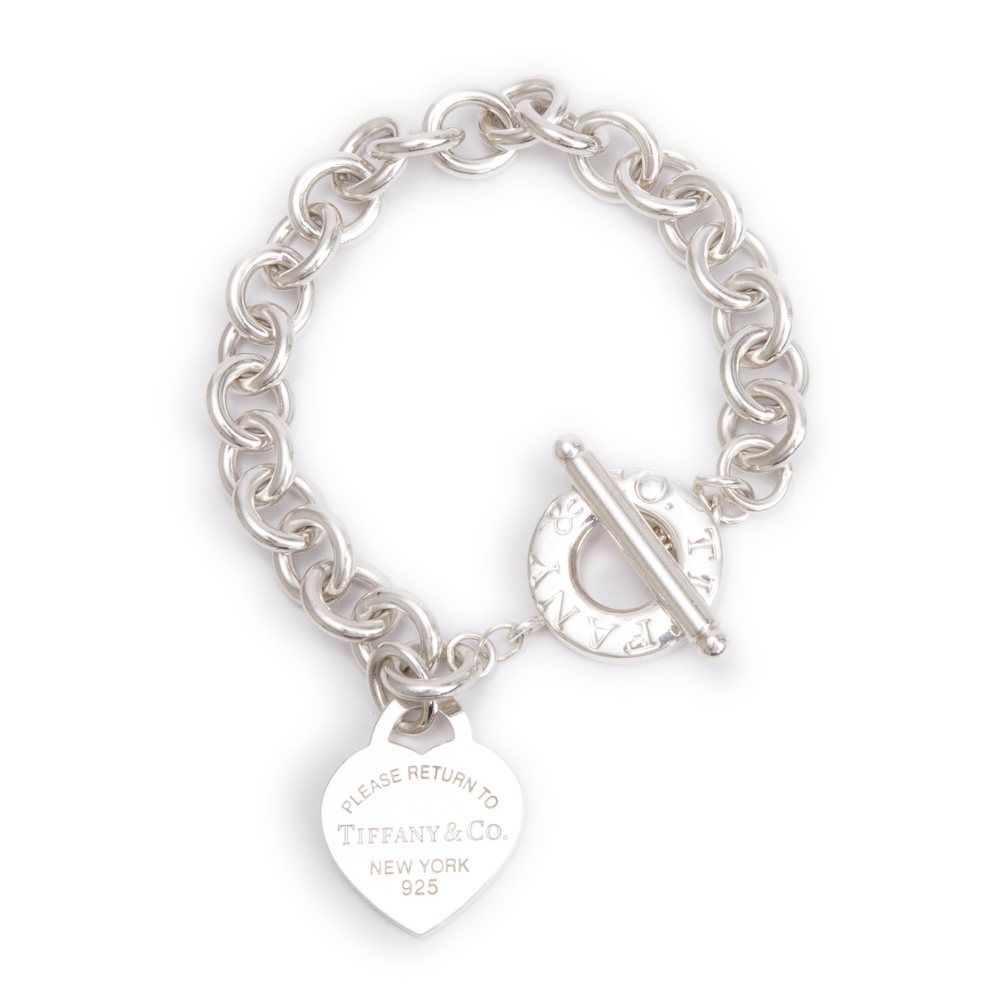 Tiffany & Co. Sterling Silver Return To Tiffany Heart Tag Charm Bracelet with Toggle Clasp