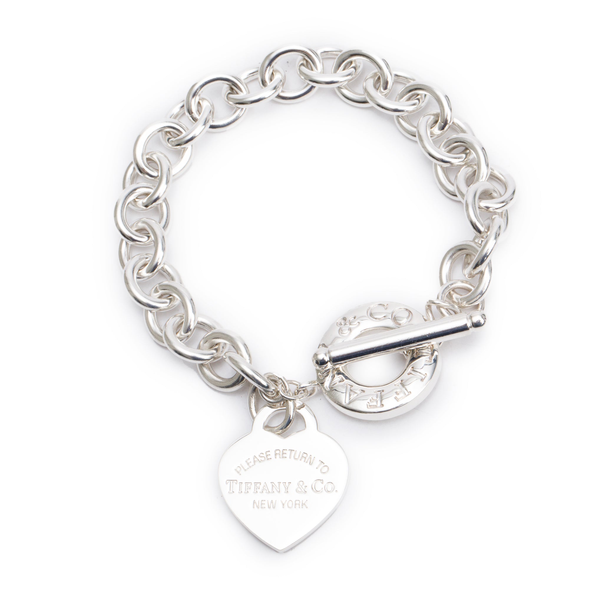 Tiffany & Co. Sterling Silver Return To Tiffany Heart Tag Charm Bracelet with Toggle Clasp