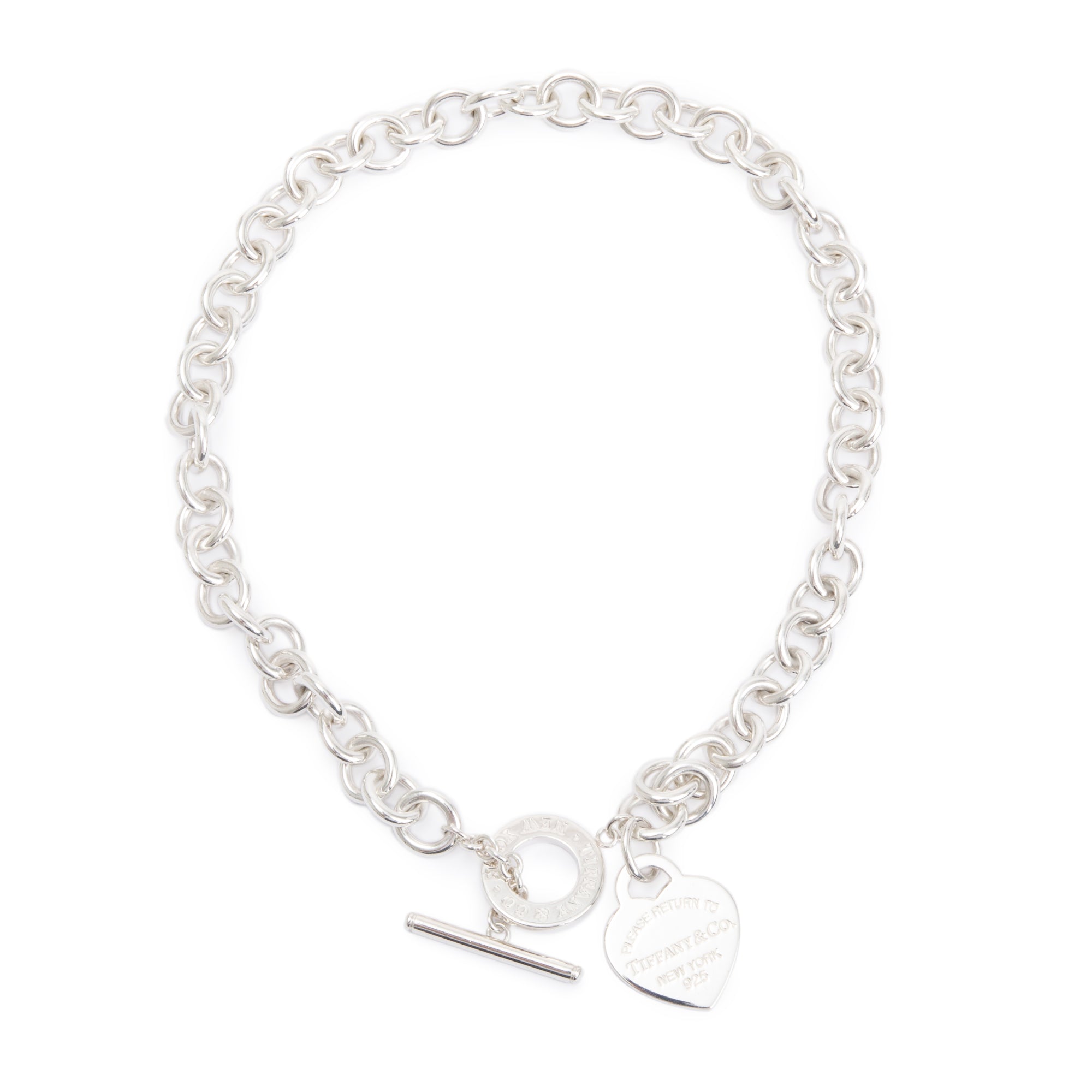 Tiffany & Co. Sterling Silver Return To Tiffany Heart Tag Necklace with Toggle Clasp w/ Box