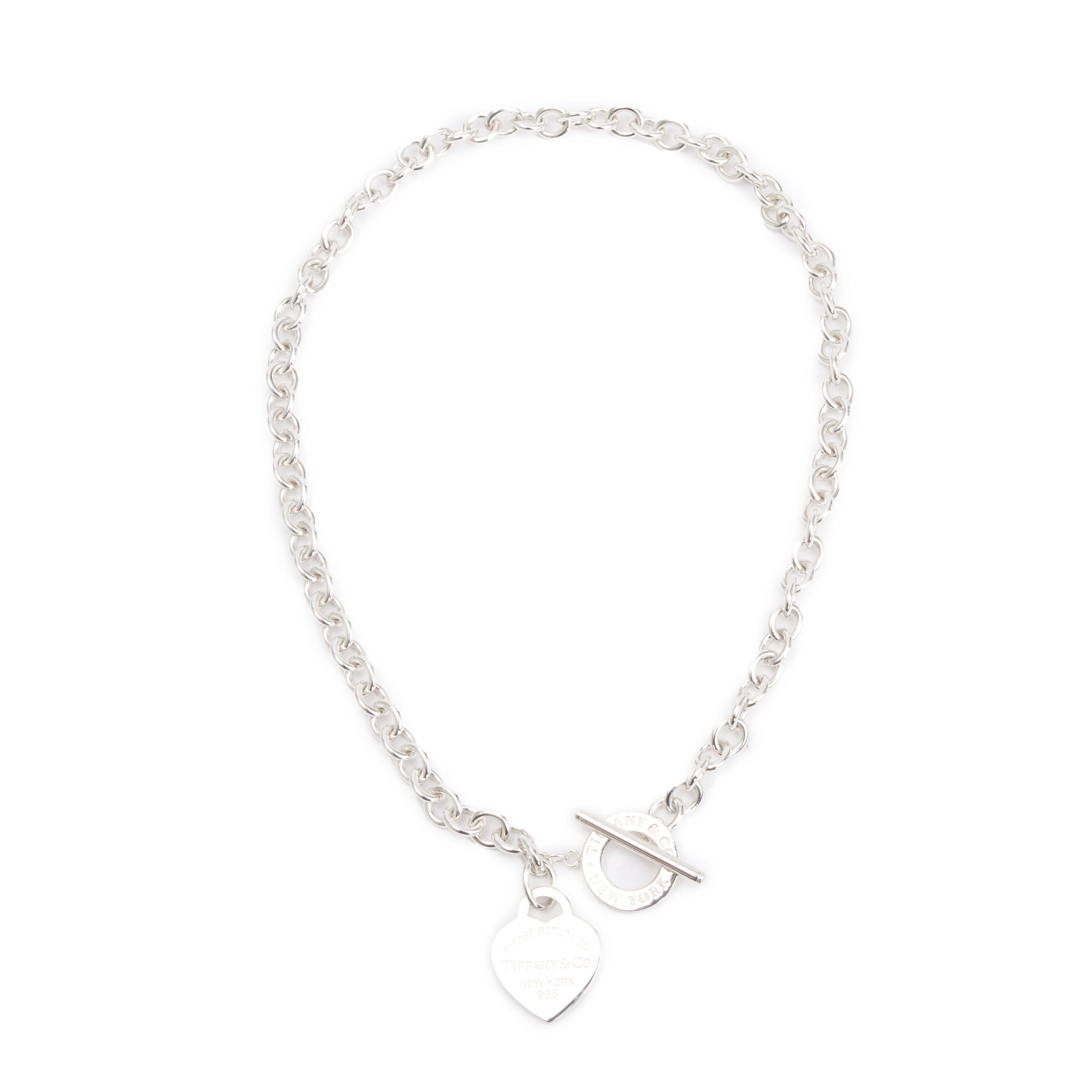 Tiffany & Co. Sterling Silver Return To Tiffany Heart Tag Necklace with Toggle Clasp w/ Box