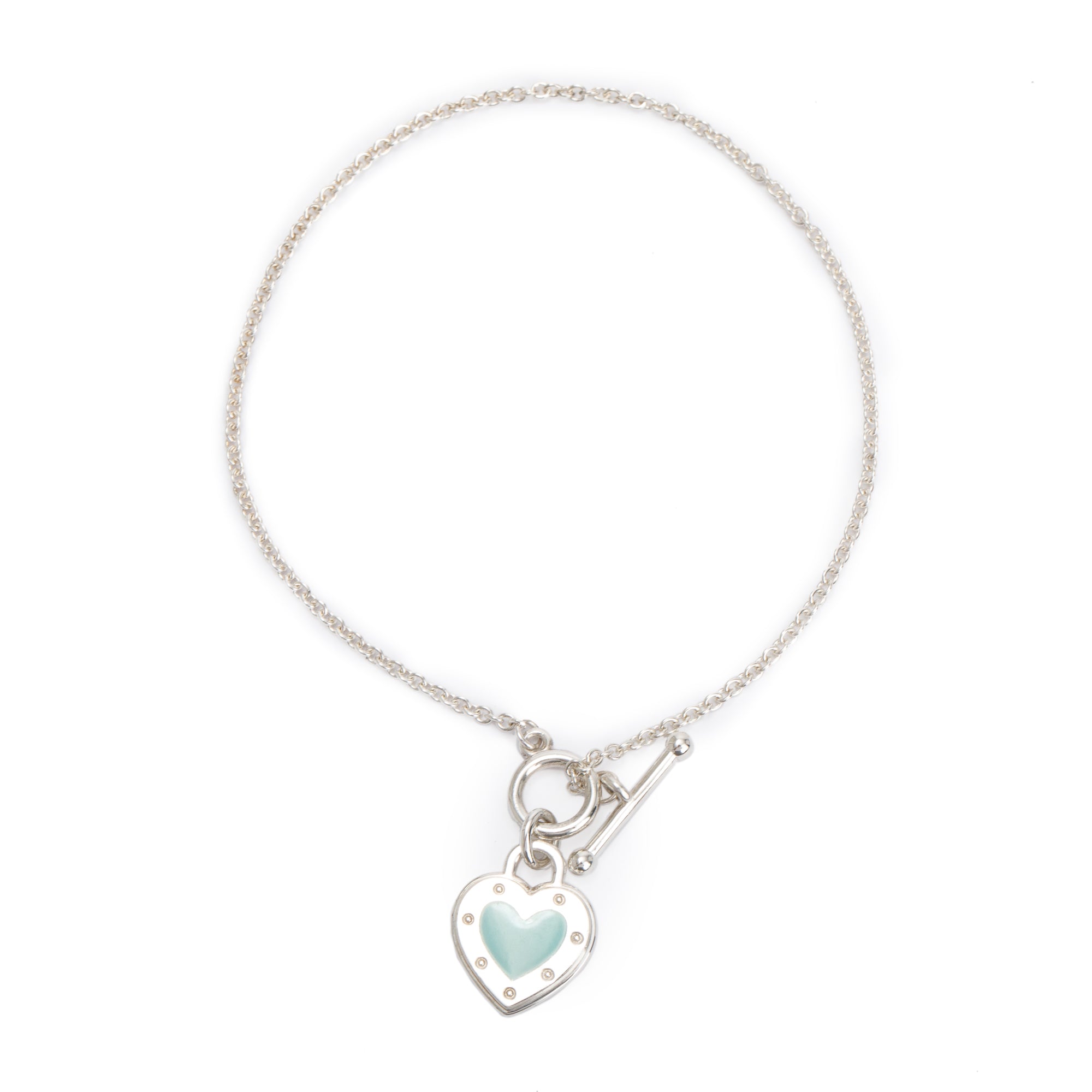 Tiffany & Co. Sterling Silver Return to Love Heart Tag Toggle Bracelet with Blue Enamel