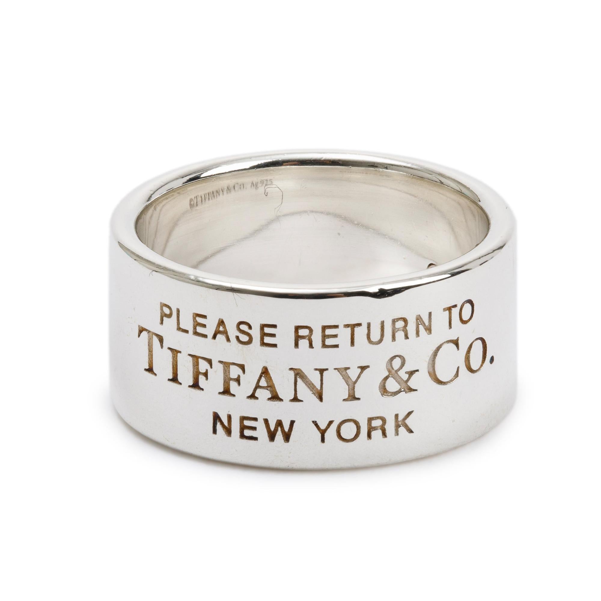 Tiffany & Co. Sterling Silver Return to Tiffany 10MM Wide Band Ring, Size 7